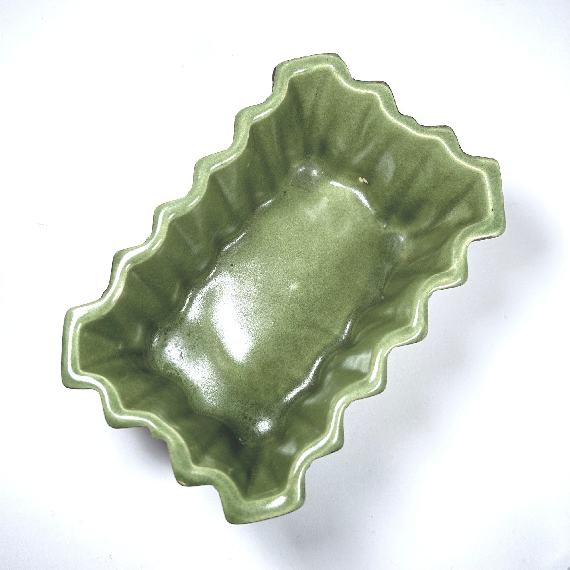 Upco Pottery Planter in Avocado Green and Gold 
