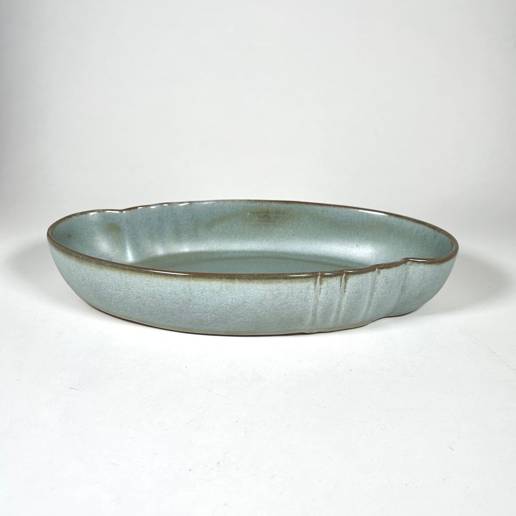 Frankoma Plainsman Woodland Moss Oriental Line Oval Serving Bowl, Model 205