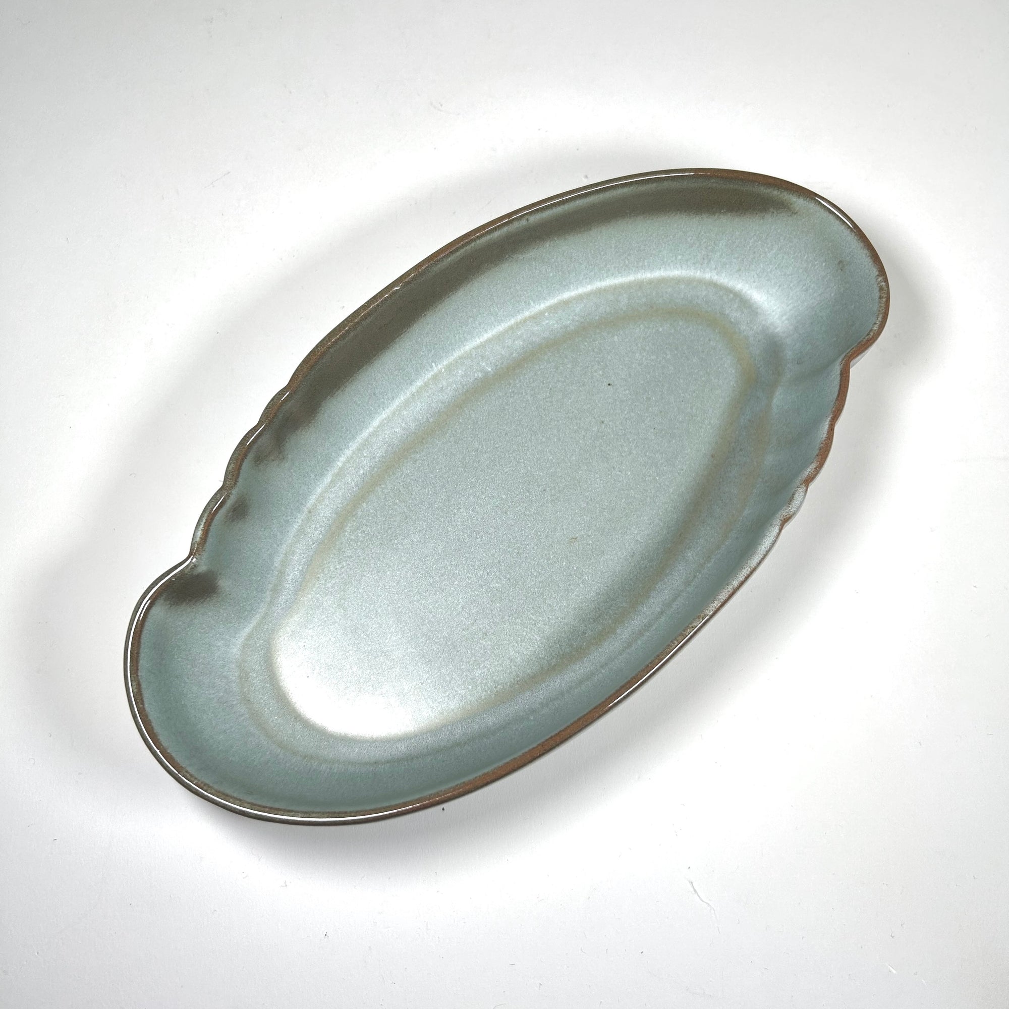 Frankoma Plainsman Woodland Moss Oriental Line Oval Serving Bowl, Model 205