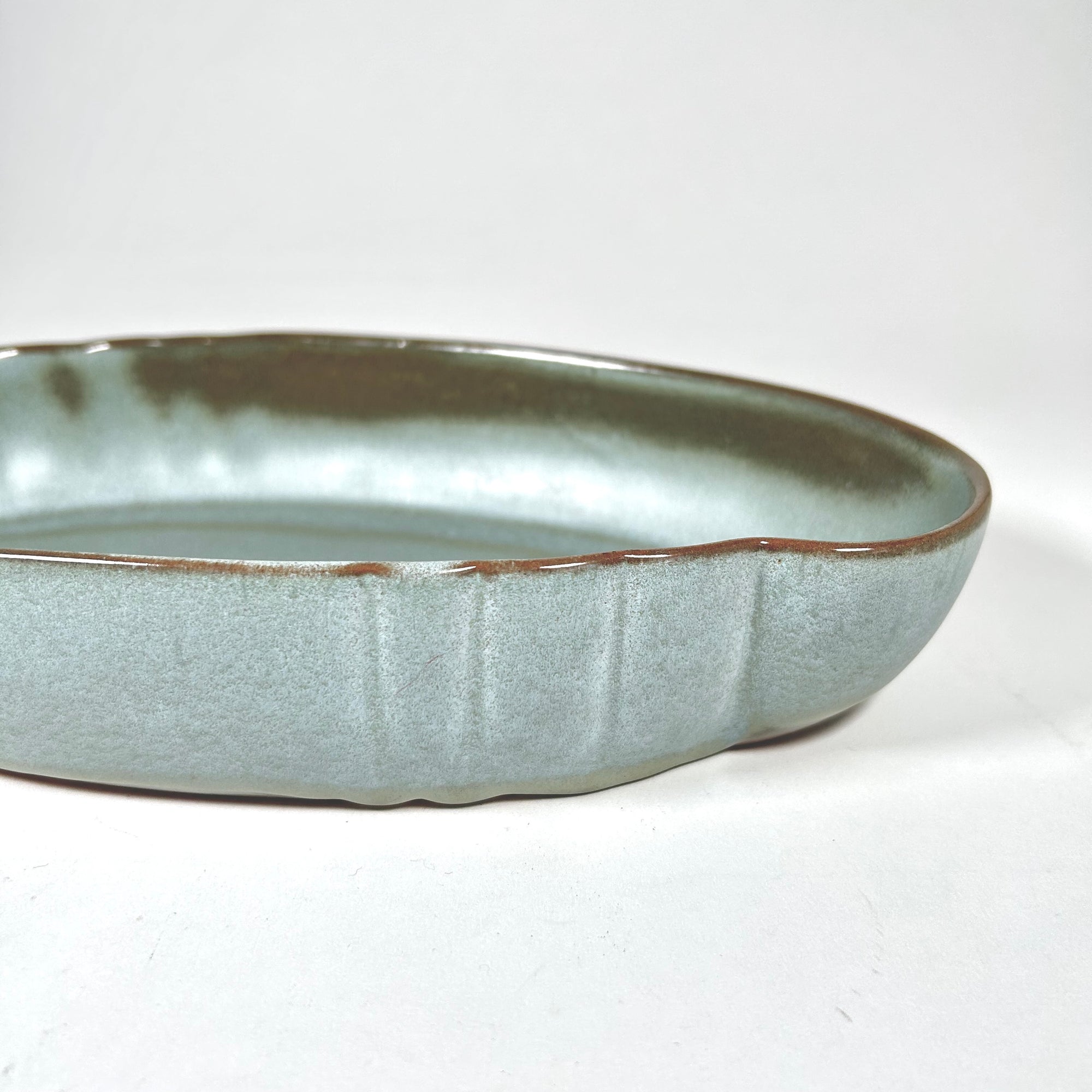 Frankoma Plainsman Woodland Moss Oriental Line Oval Serving Bowl, Model 205