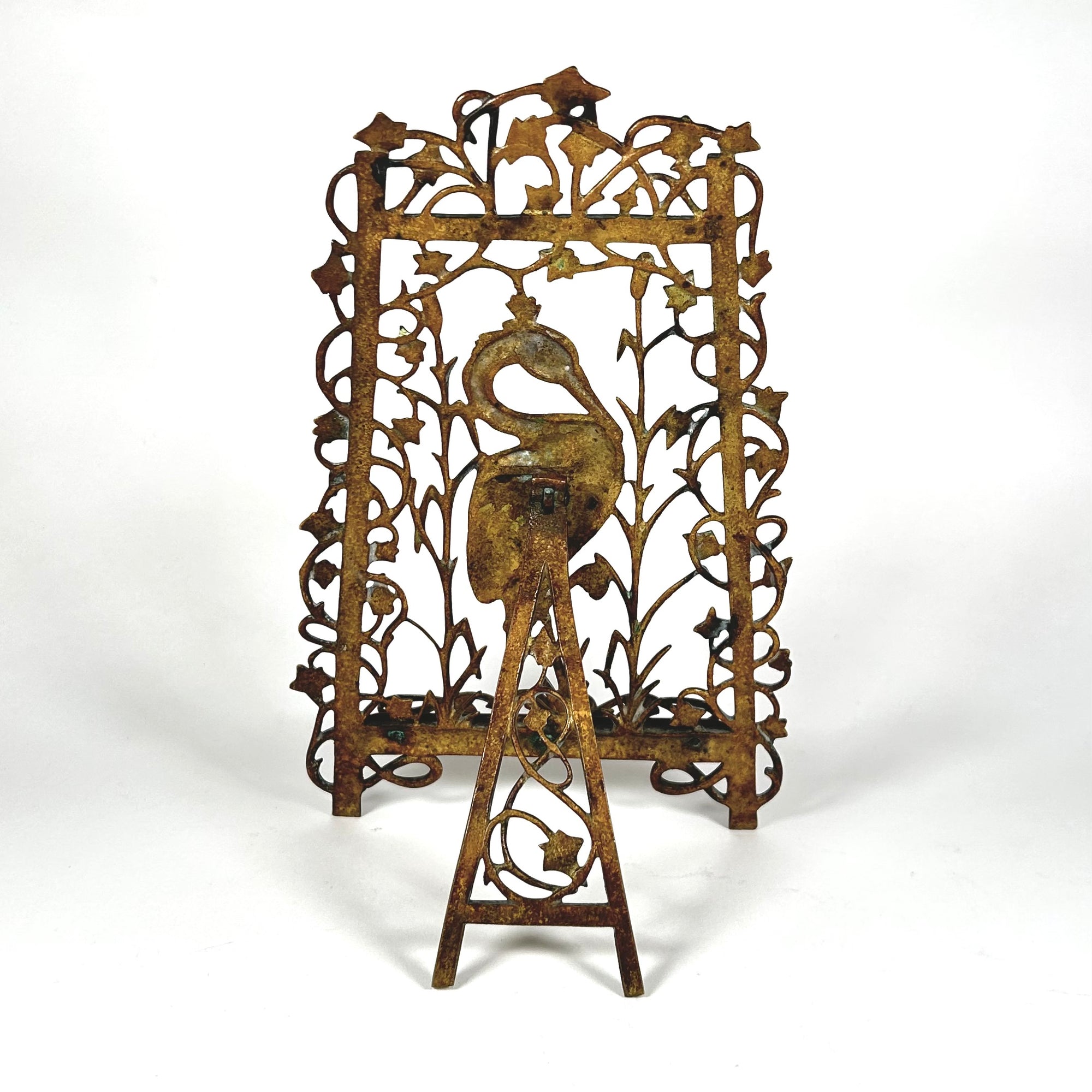 Brass Heron Easel — Aesthetic Movement &amp; Art Nouveau Style