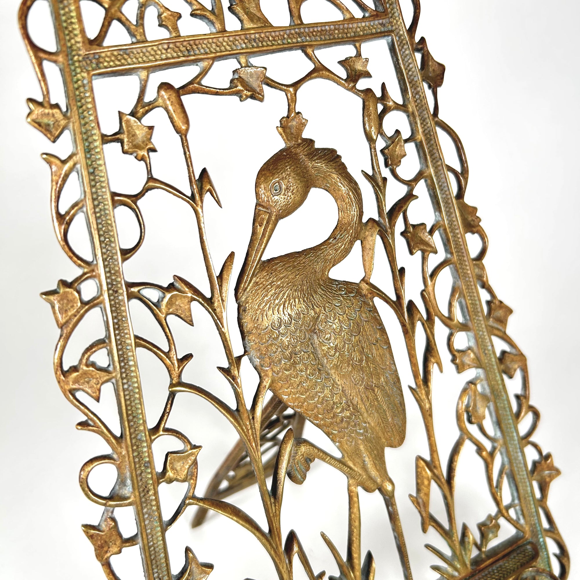 Brass Heron Easel — Aesthetic Movement &amp; Art Nouveau Style
