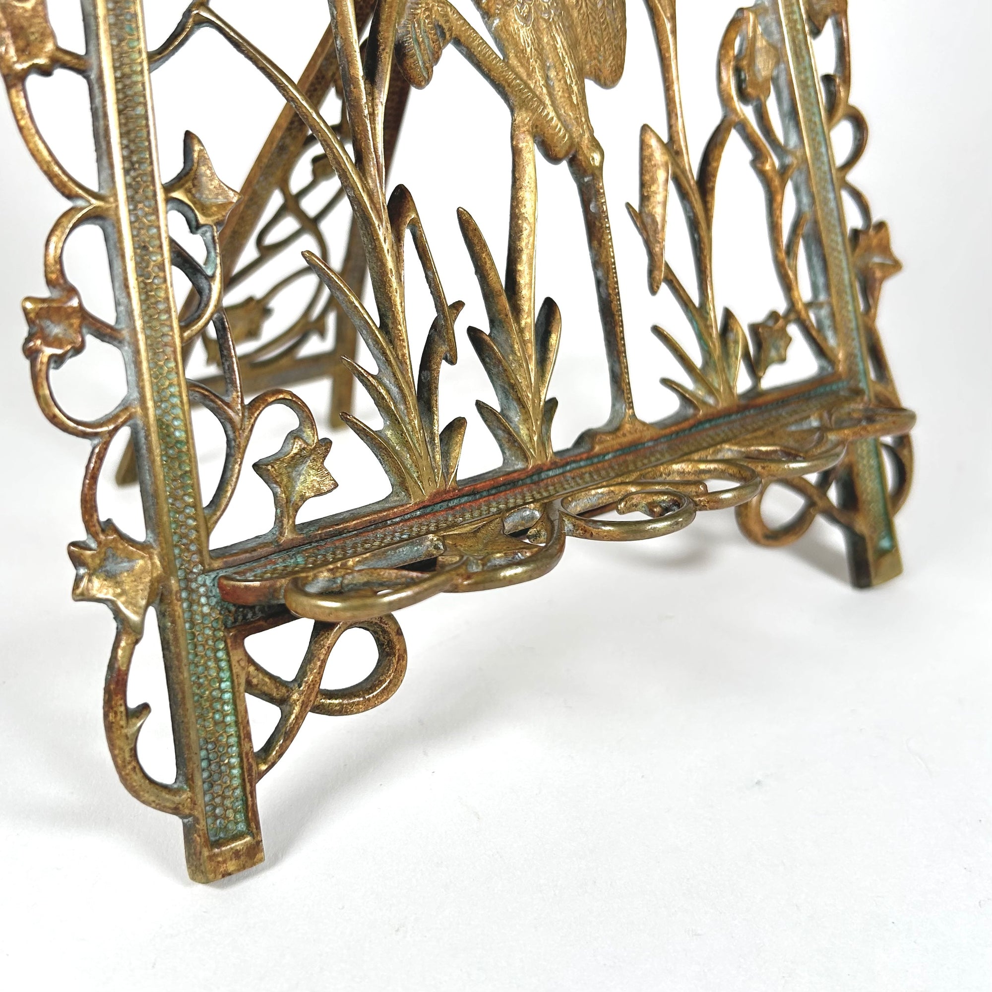 Brass Heron Easel — Aesthetic Movement &amp; Art Nouveau Style