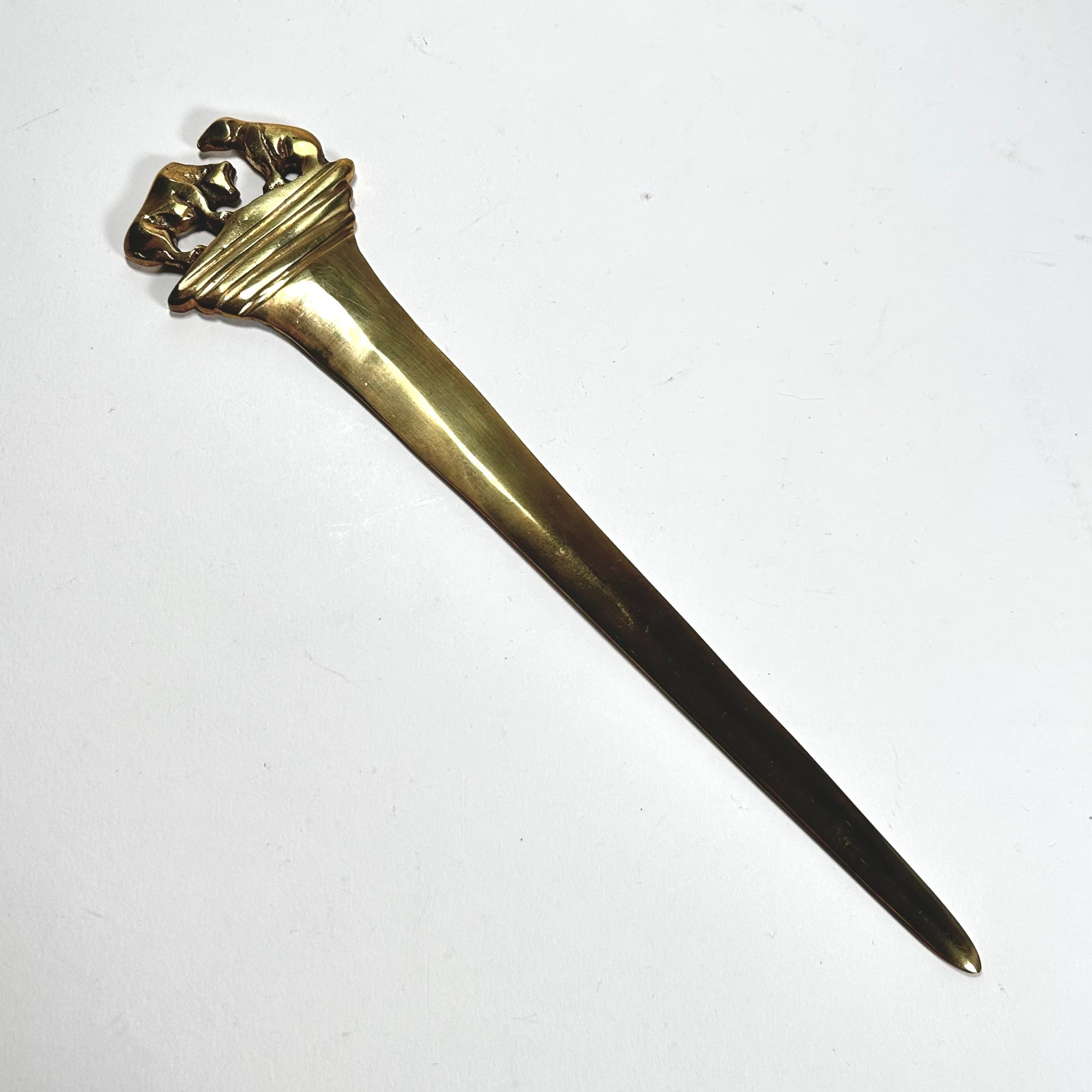 Vintage Brass Bull &amp; Bear Letter Opener — Great City Traders, San Francisco