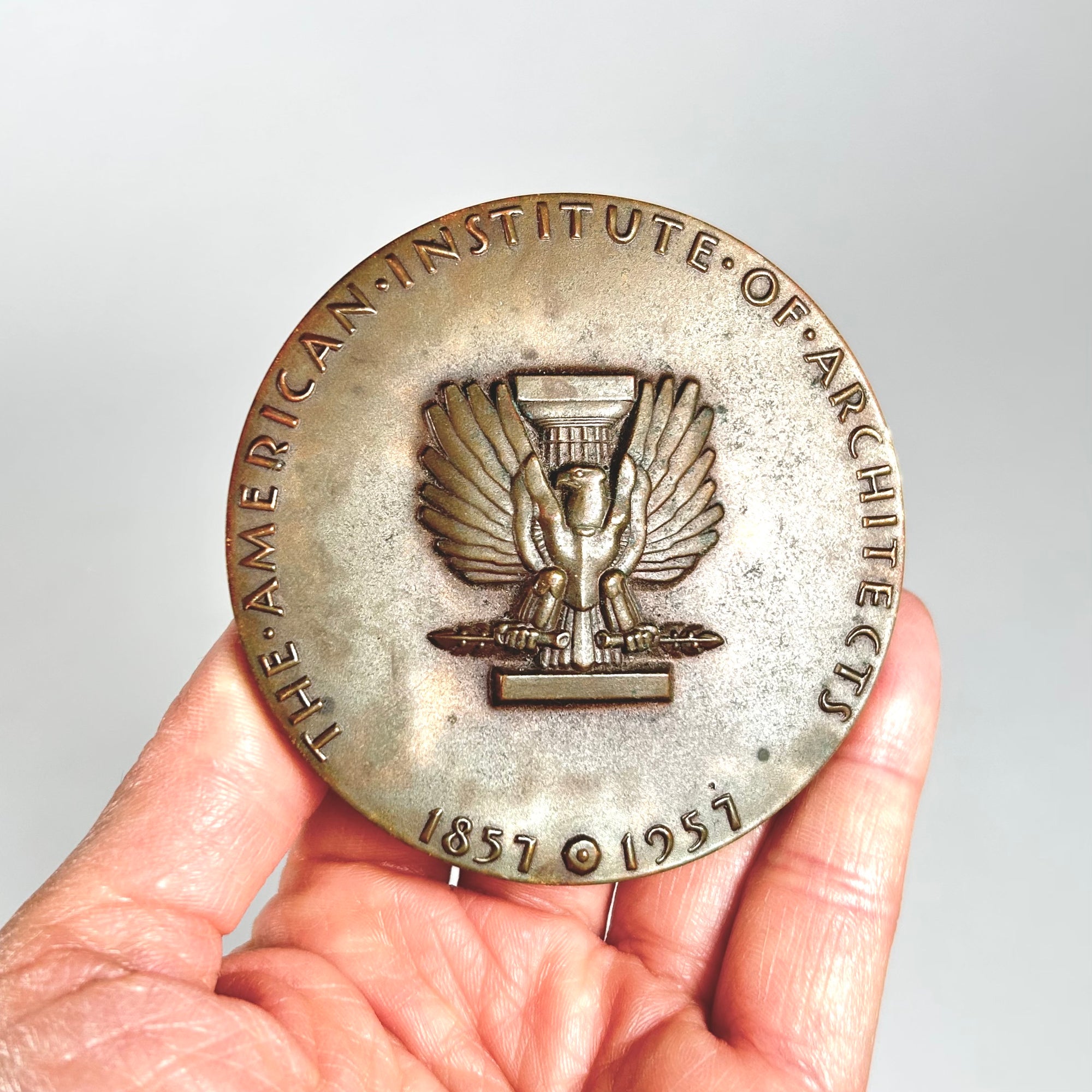 Sidney Waugh's American Institute of Architects Centennial Bronze Paperweight, 1957