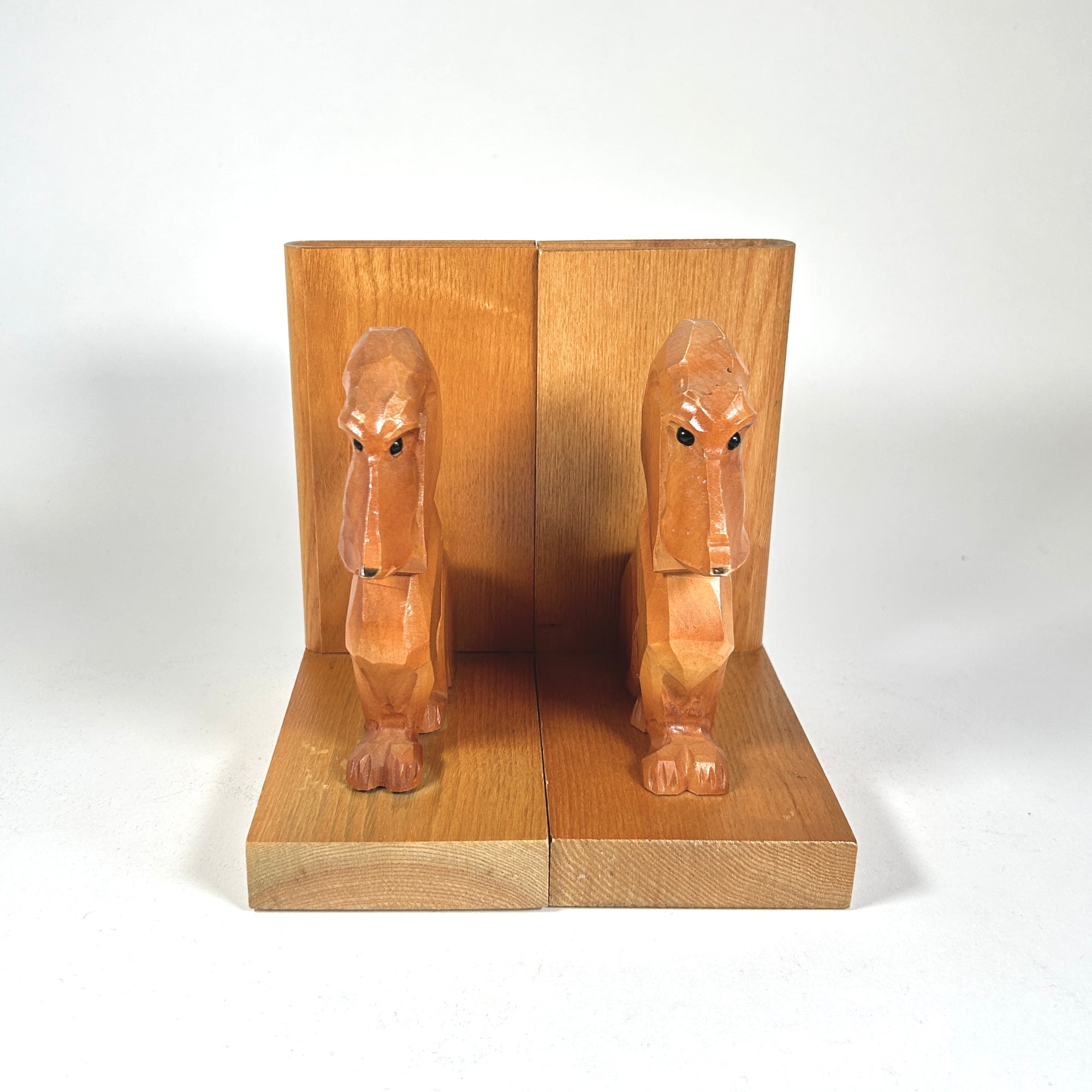 Vintage Dachshund Dog with Books Wood Bookends