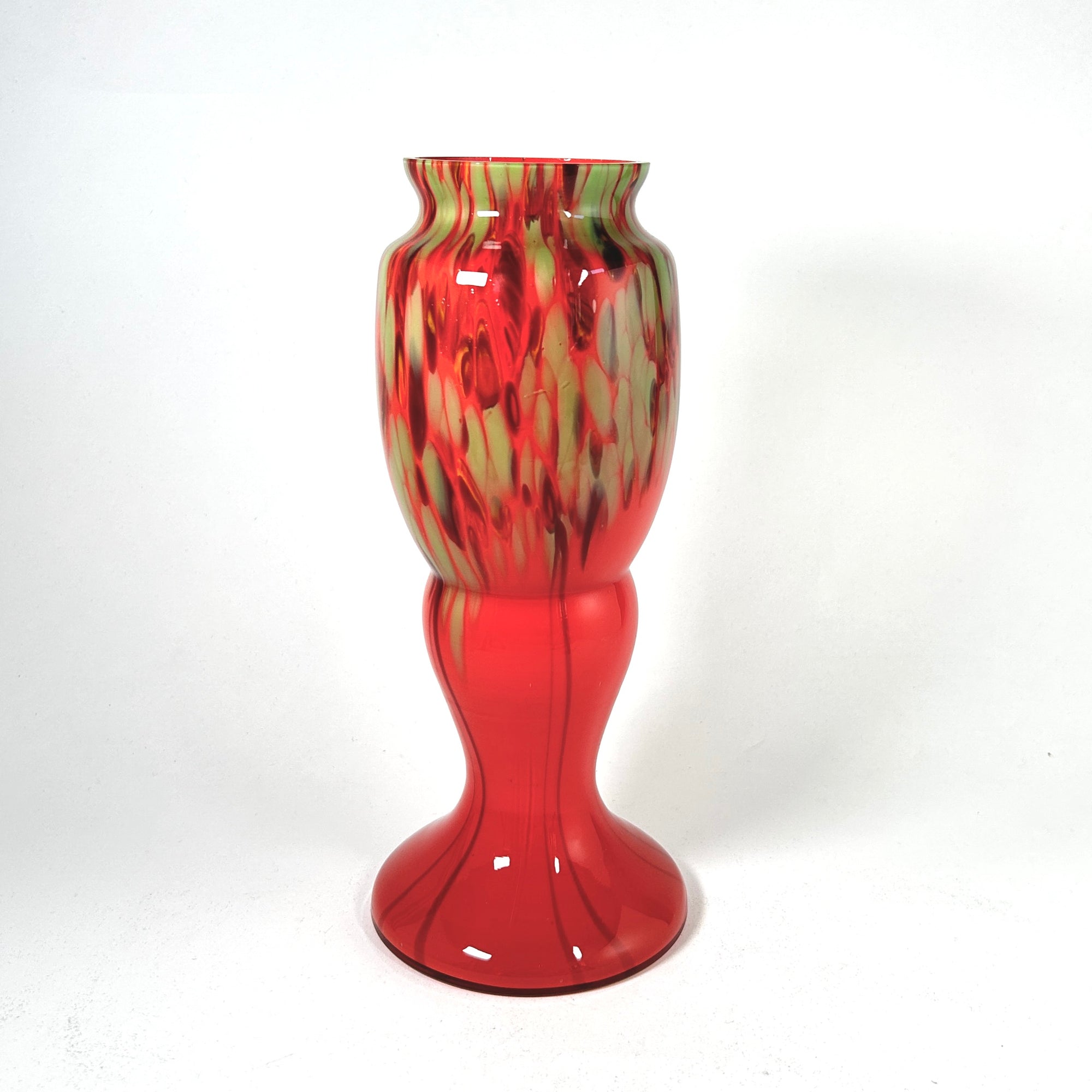 Art Deco Czech Glass Vase by Antonin Ruckl &amp; Sons - Orange Splatter