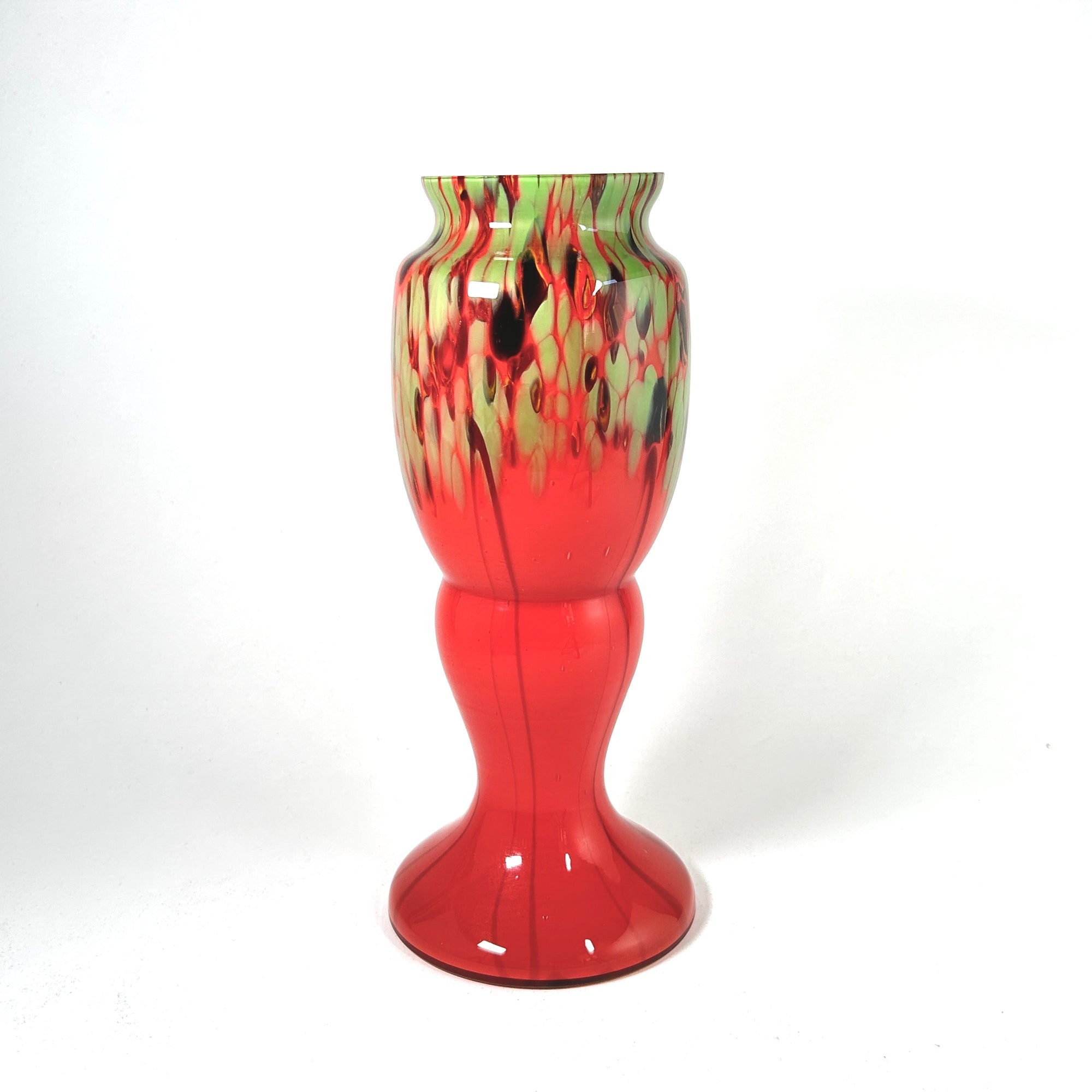Art Deco Czech Glass Vase by Antonin Ruckl &amp; Sons - Orange Splatter