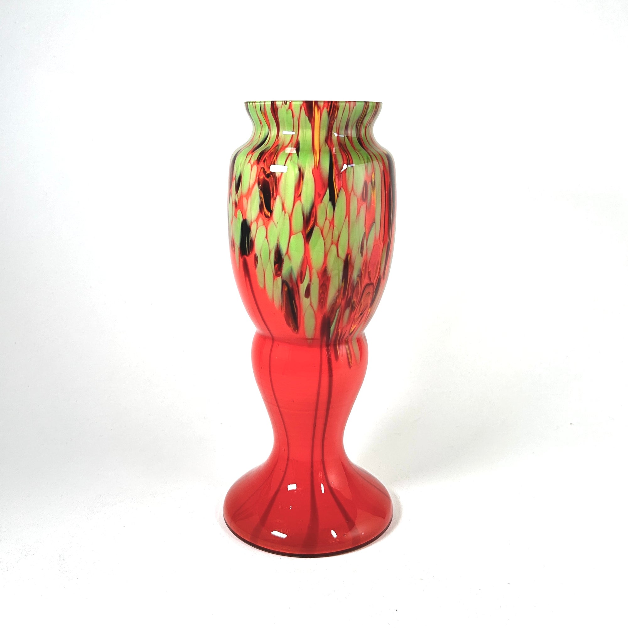 Art Deco Czech Glass Vase by Antonin Ruckl &amp; Sons - Orange Splatter