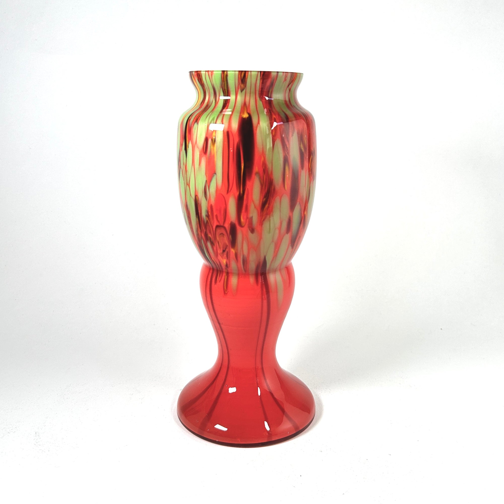 Art Deco Czech Glass Vase by Antonin Ruckl &amp; Sons - Orange Splatter