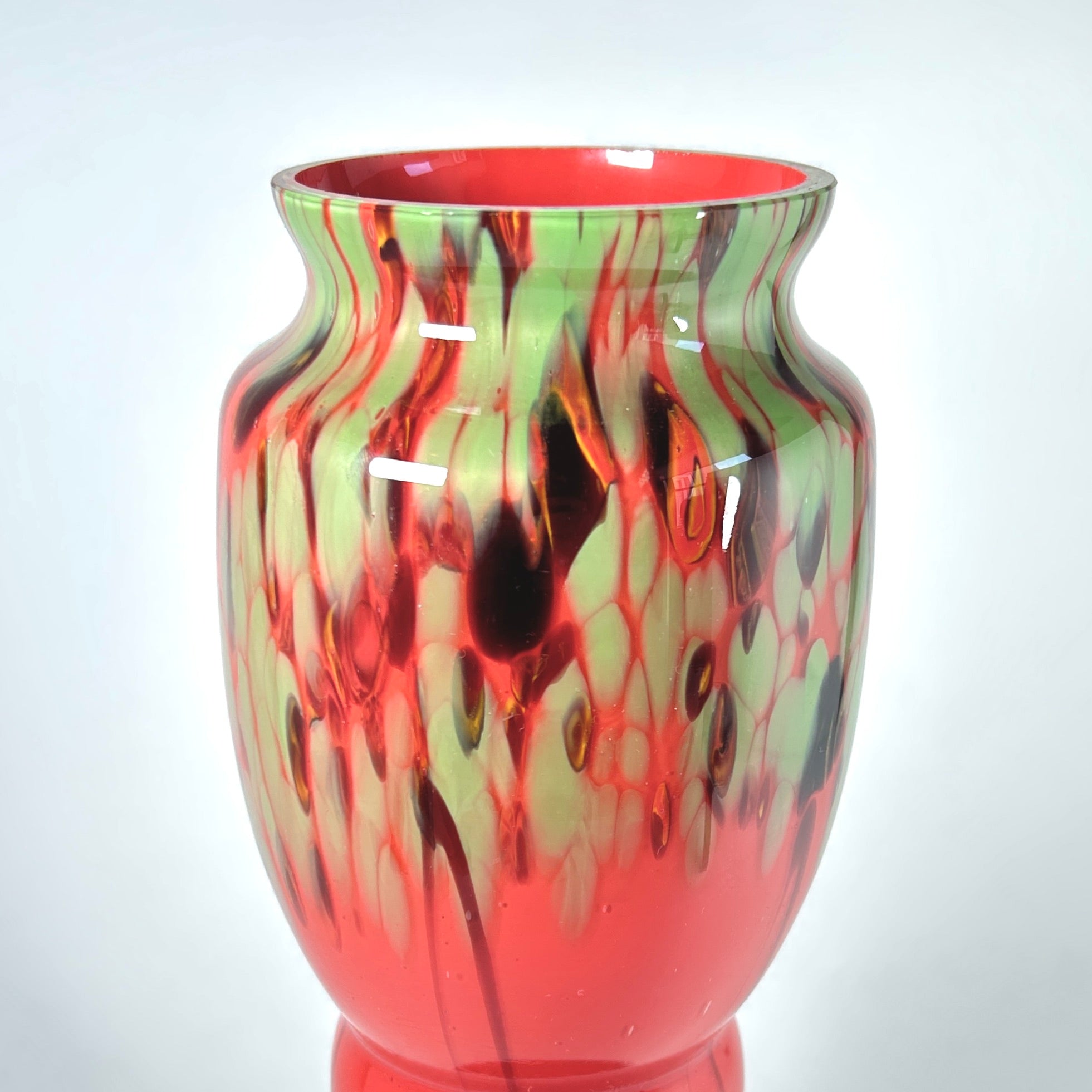 Art Deco Czech Glass Vase by Antonin Ruckl &amp; Sons - Orange Splatter