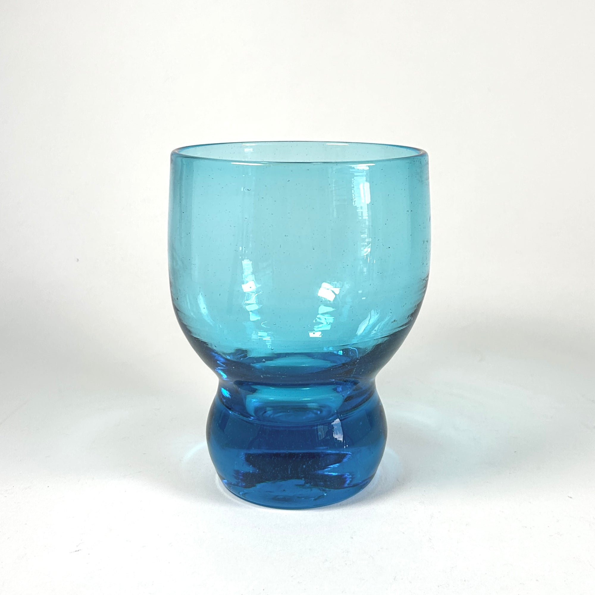 Vintage Goblet Shaped Turquoise Glass Vase