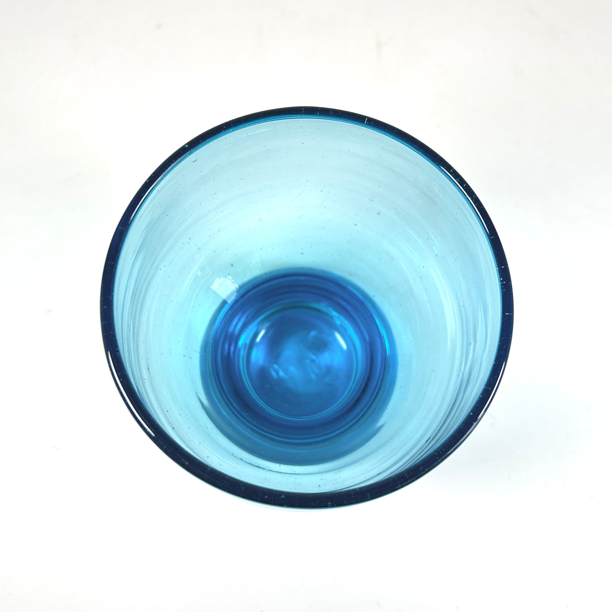 Vintage Goblet Shaped Turquoise Glass Vase