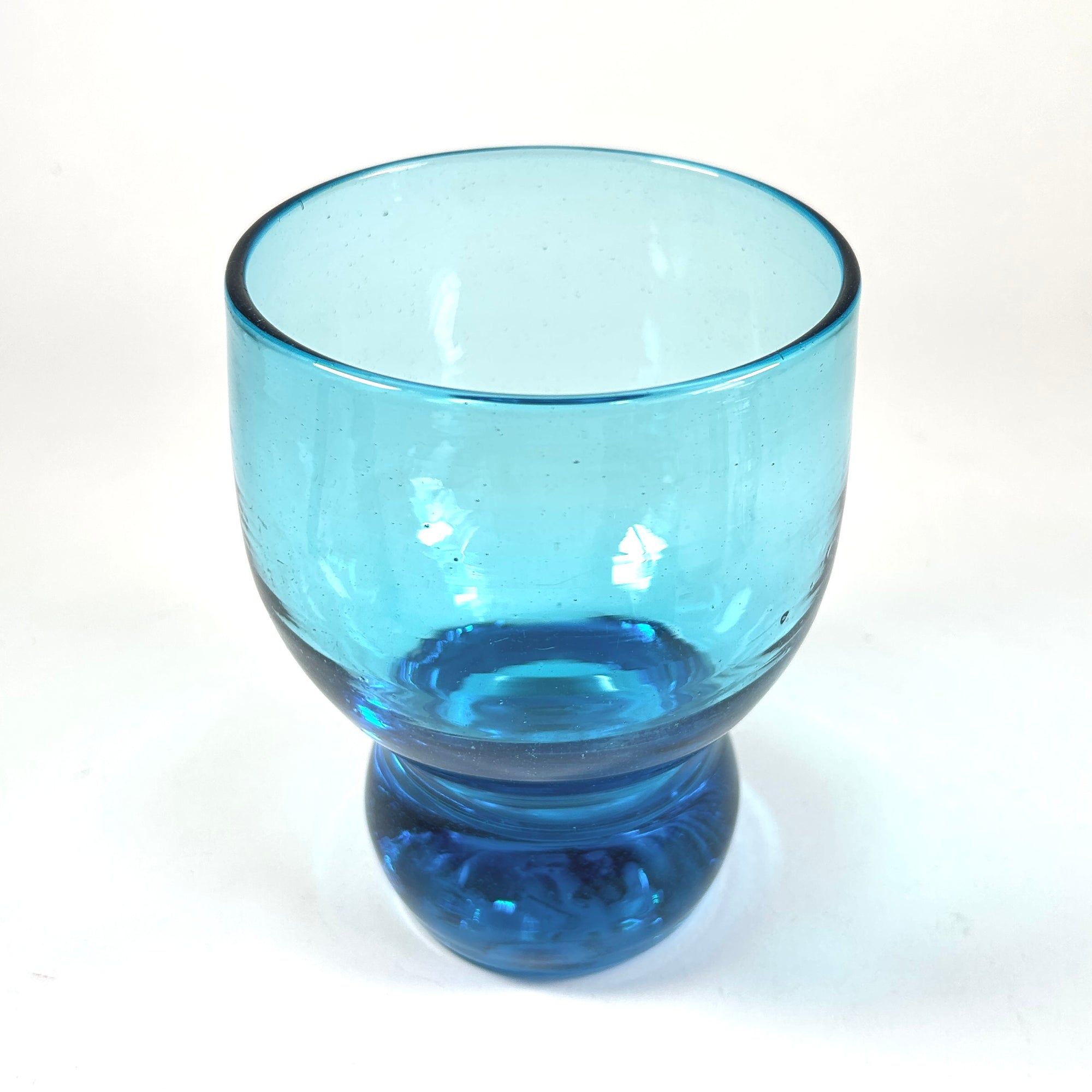 Vintage Goblet Shaped Turquoise Glass Vase