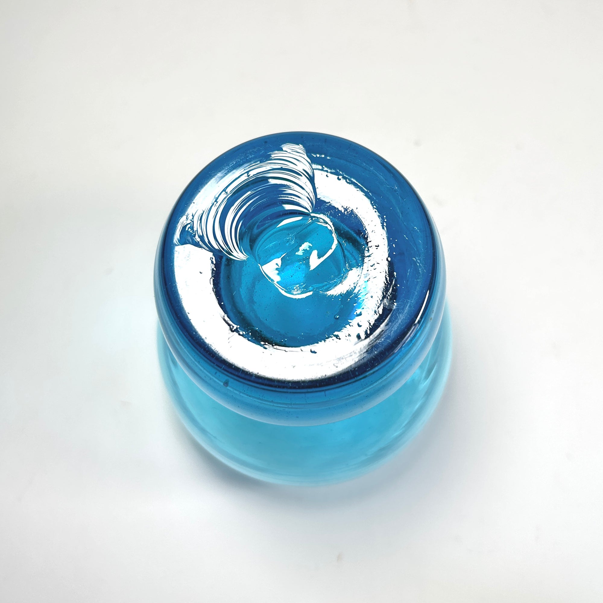 Vintage Goblet Shaped Turquoise Glass Vase