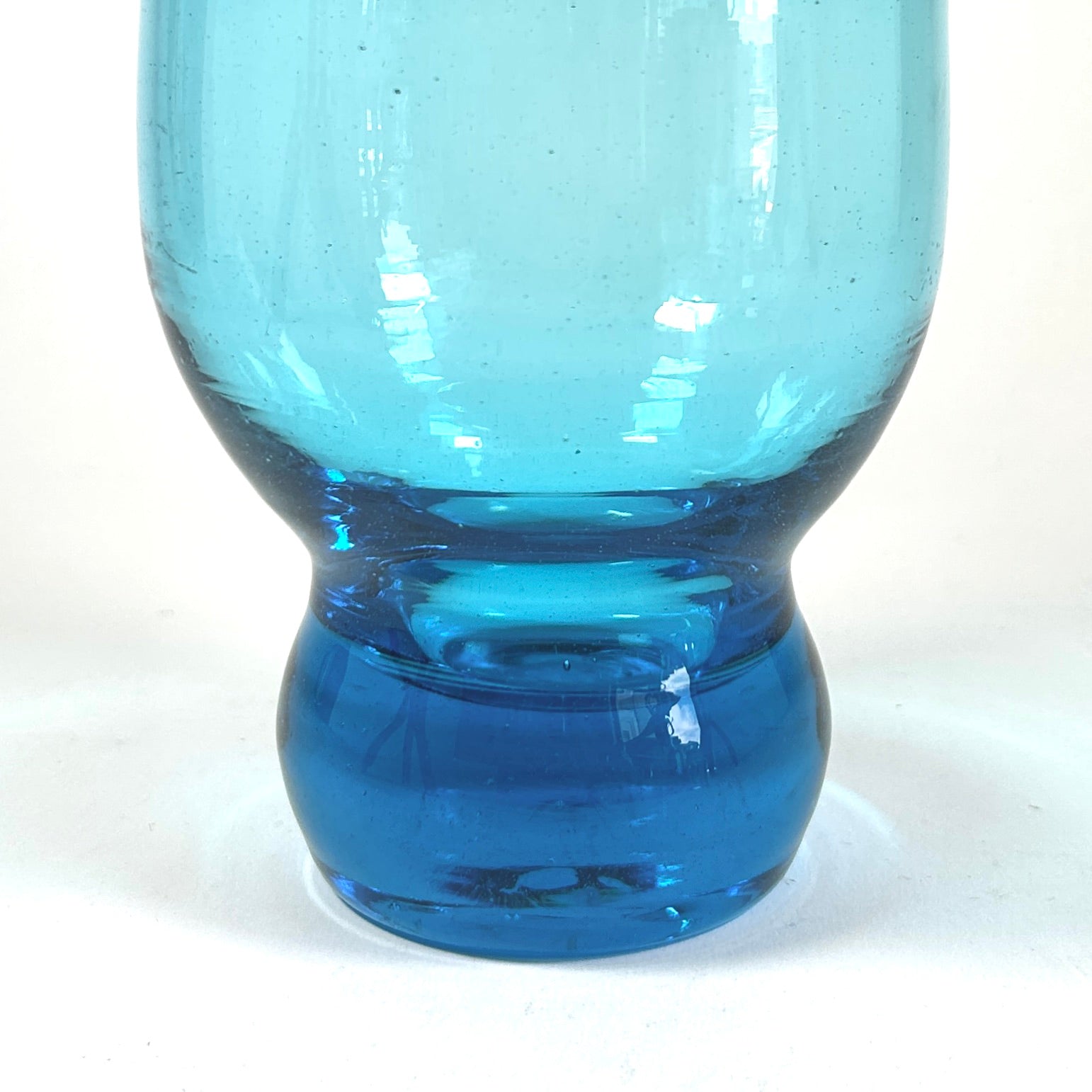 Vintage Goblet Shaped Turquoise Glass Vase