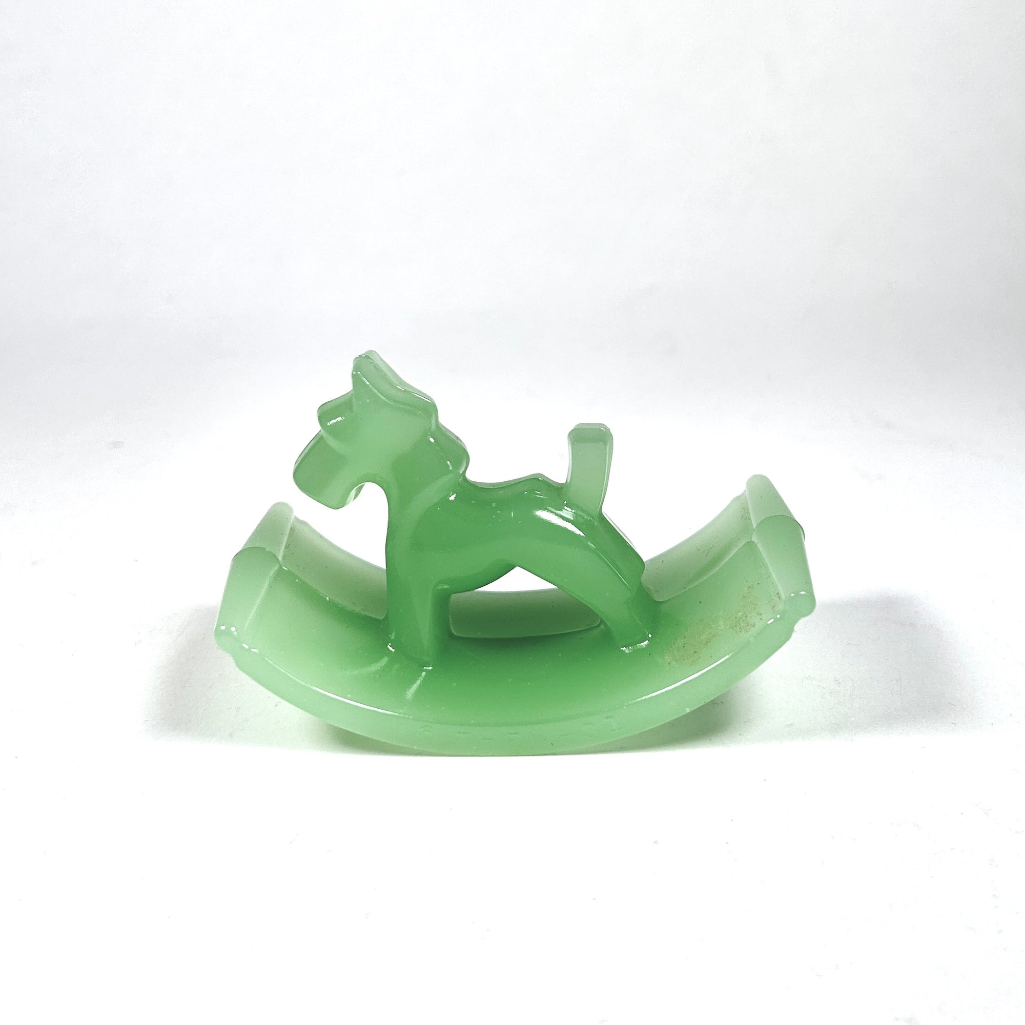 1920s Jadeite Scottie Dog Rocking Horse Ink Blotter Desk Toy