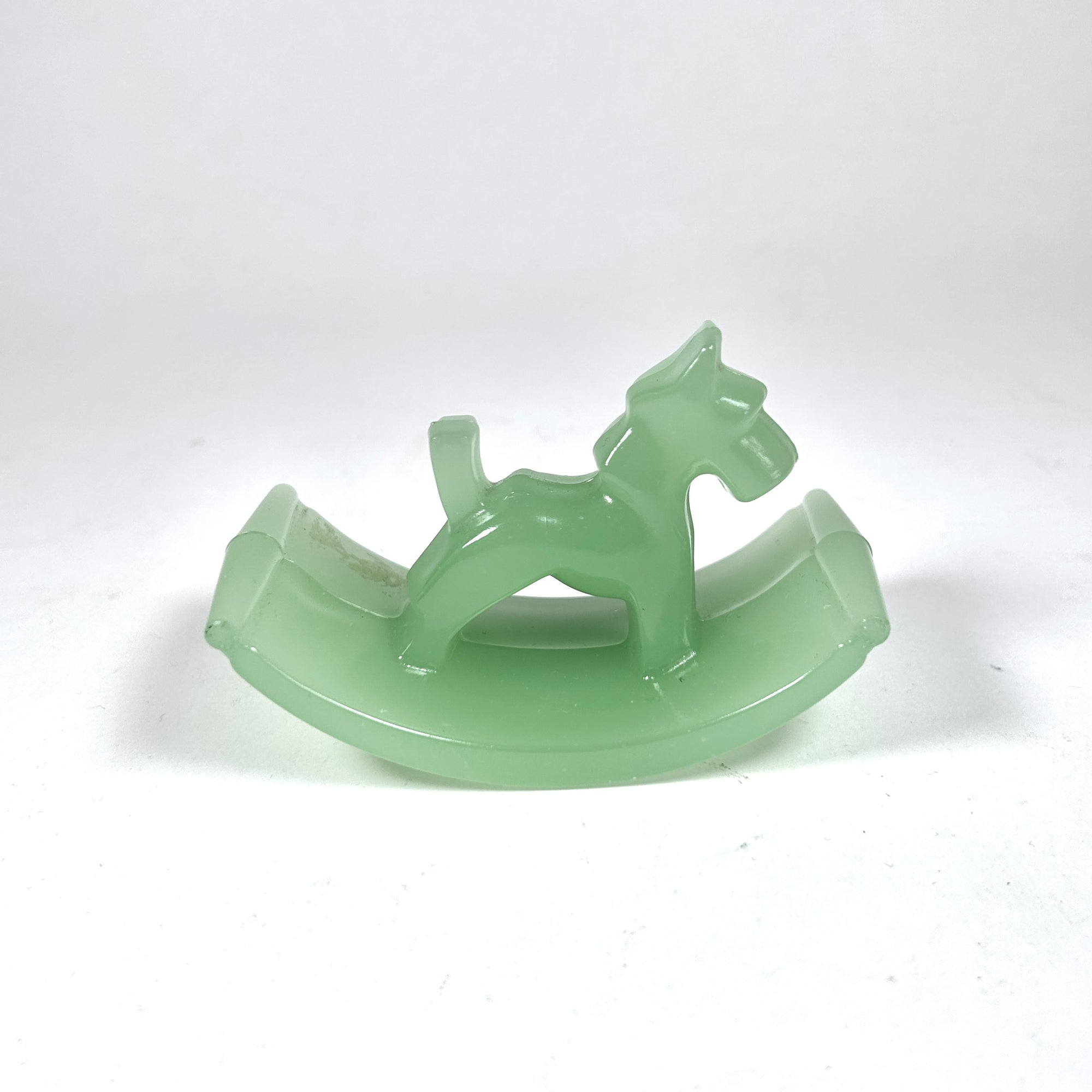 1920s Jadeite Scottie Dog Rocking Horse Ink Blotter Desk Toy