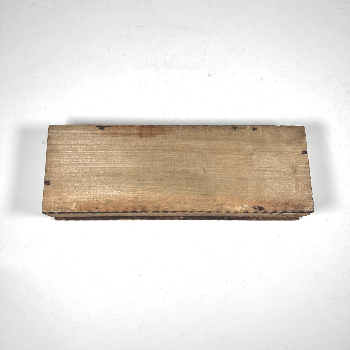 Antique Pyrography Pencil Box with Bear, Deer, and Fox