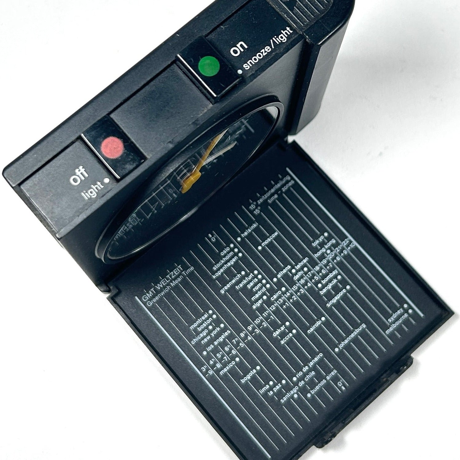 Braun Black Travel Clock by Dietrich Lubs &amp; Dieter Rams Model AB313 SL