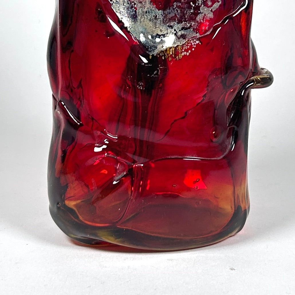Abstract Art Glass Red Fish Vase by Marshall 1970