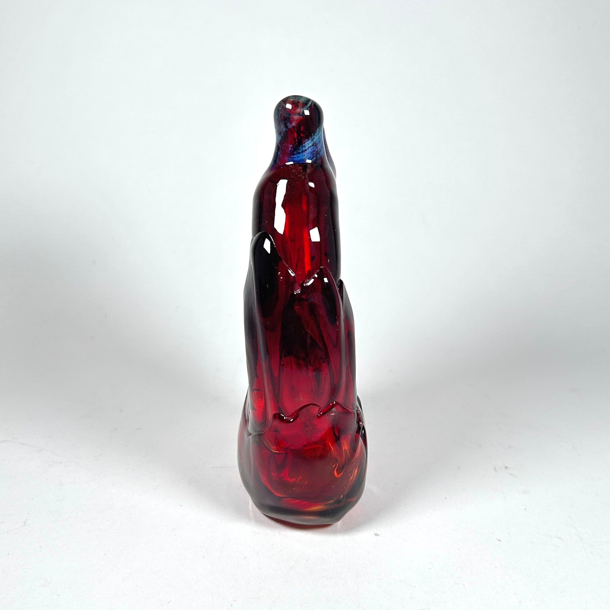 Abstract Art Glass Red Fish Vase by Marshall 1970