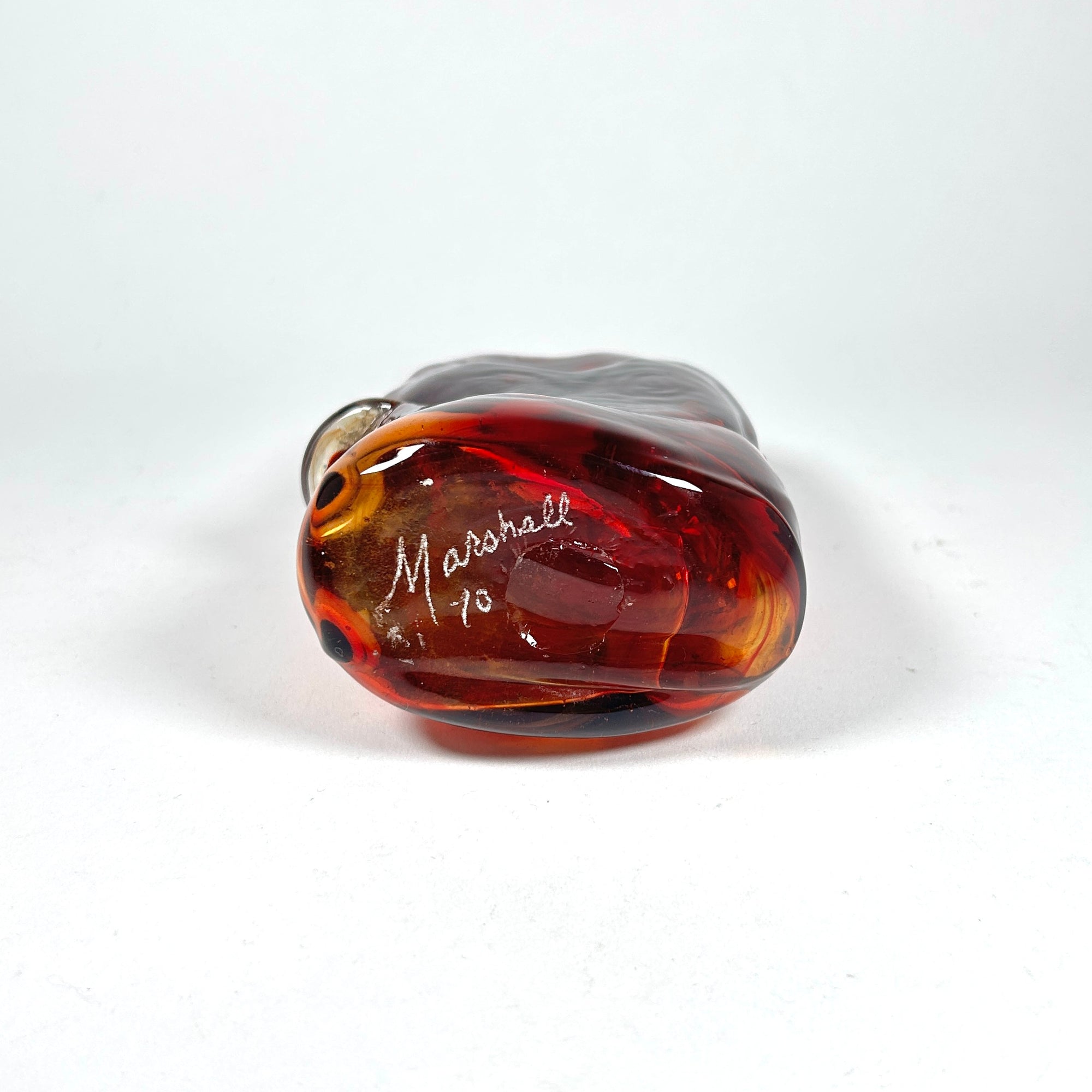Abstract Art Glass Red Fish Vase by Marshall 1970