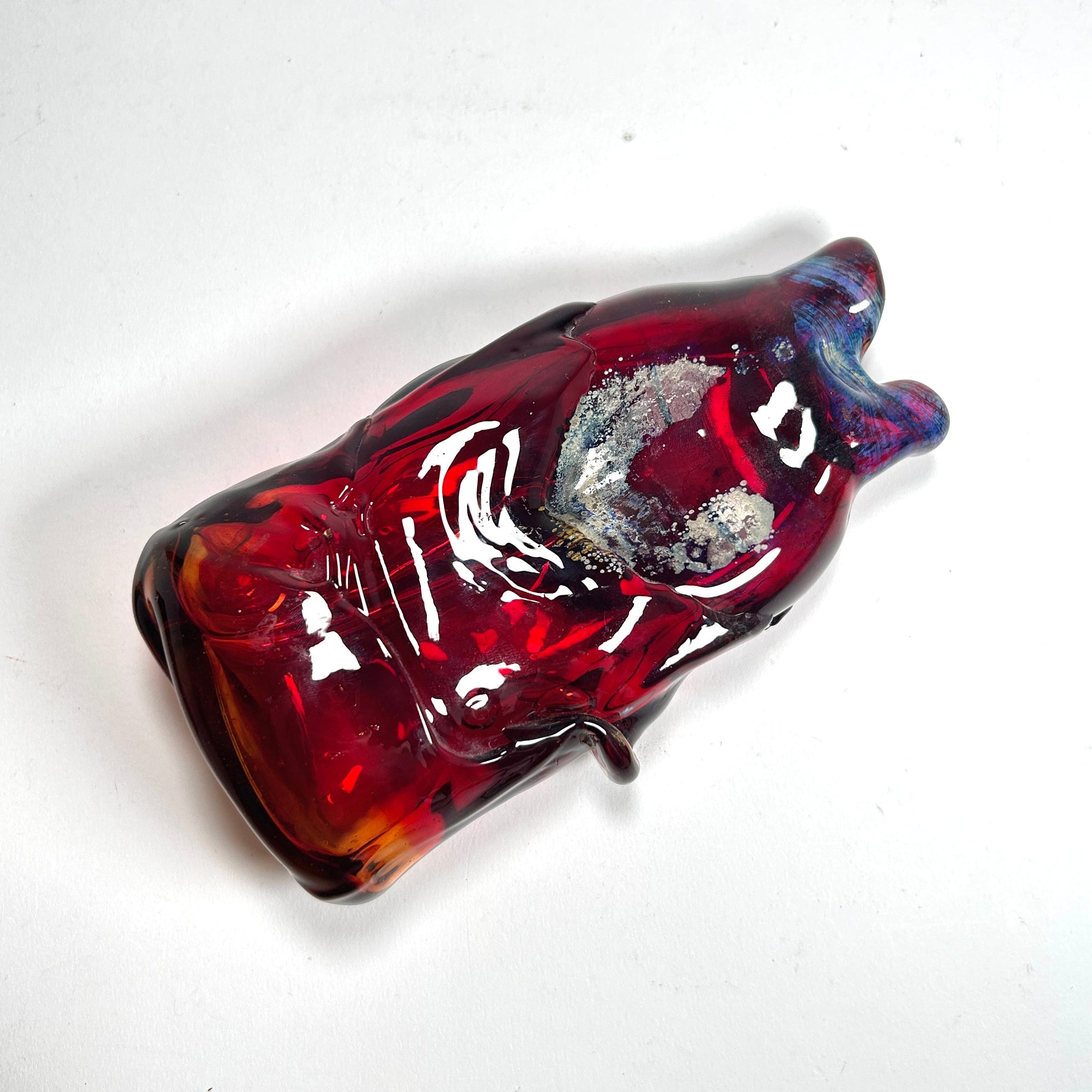 Abstract Art Glass Red Fish Vase by Marshall 1970