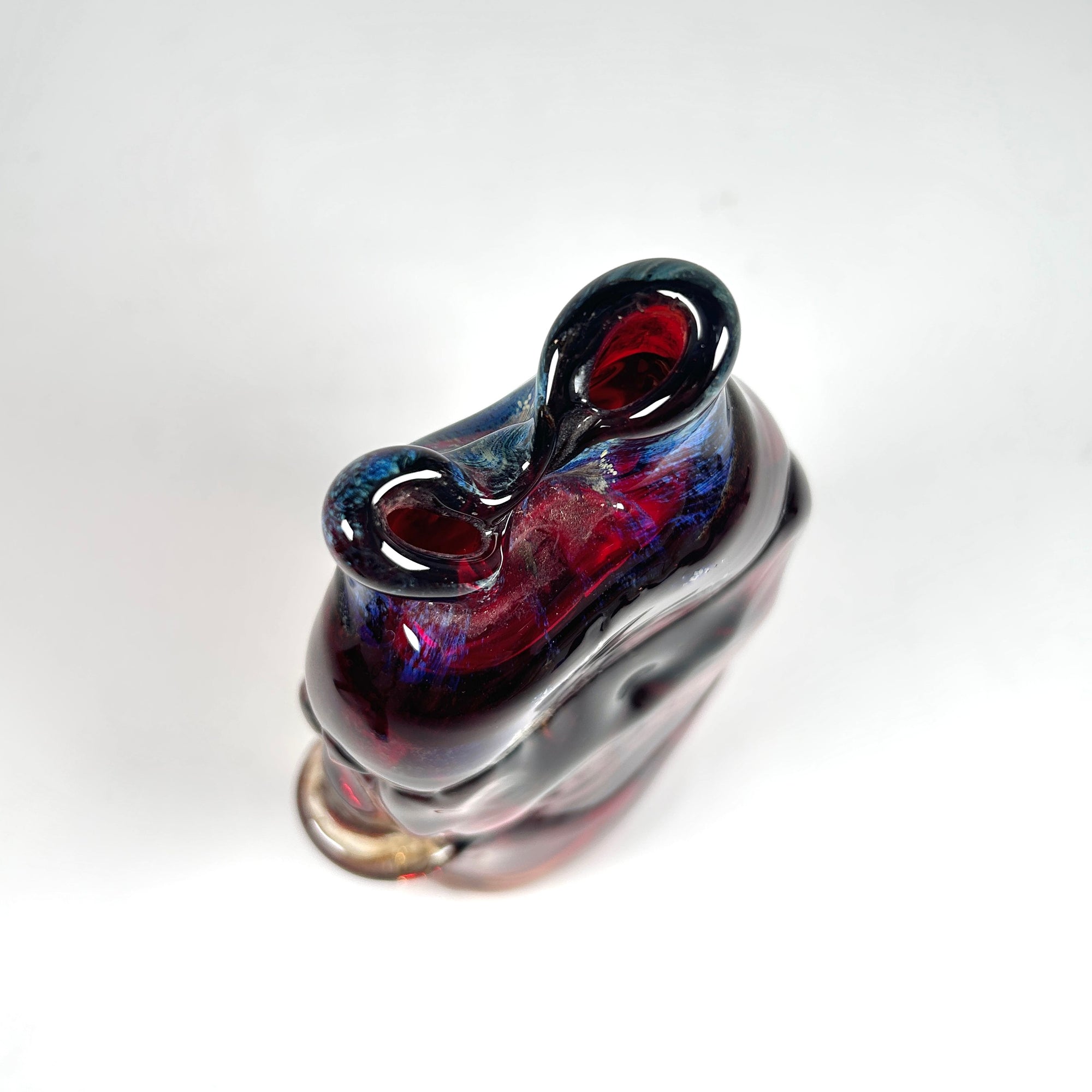 Abstract Art Glass Red Fish Vase by Marshall 1970