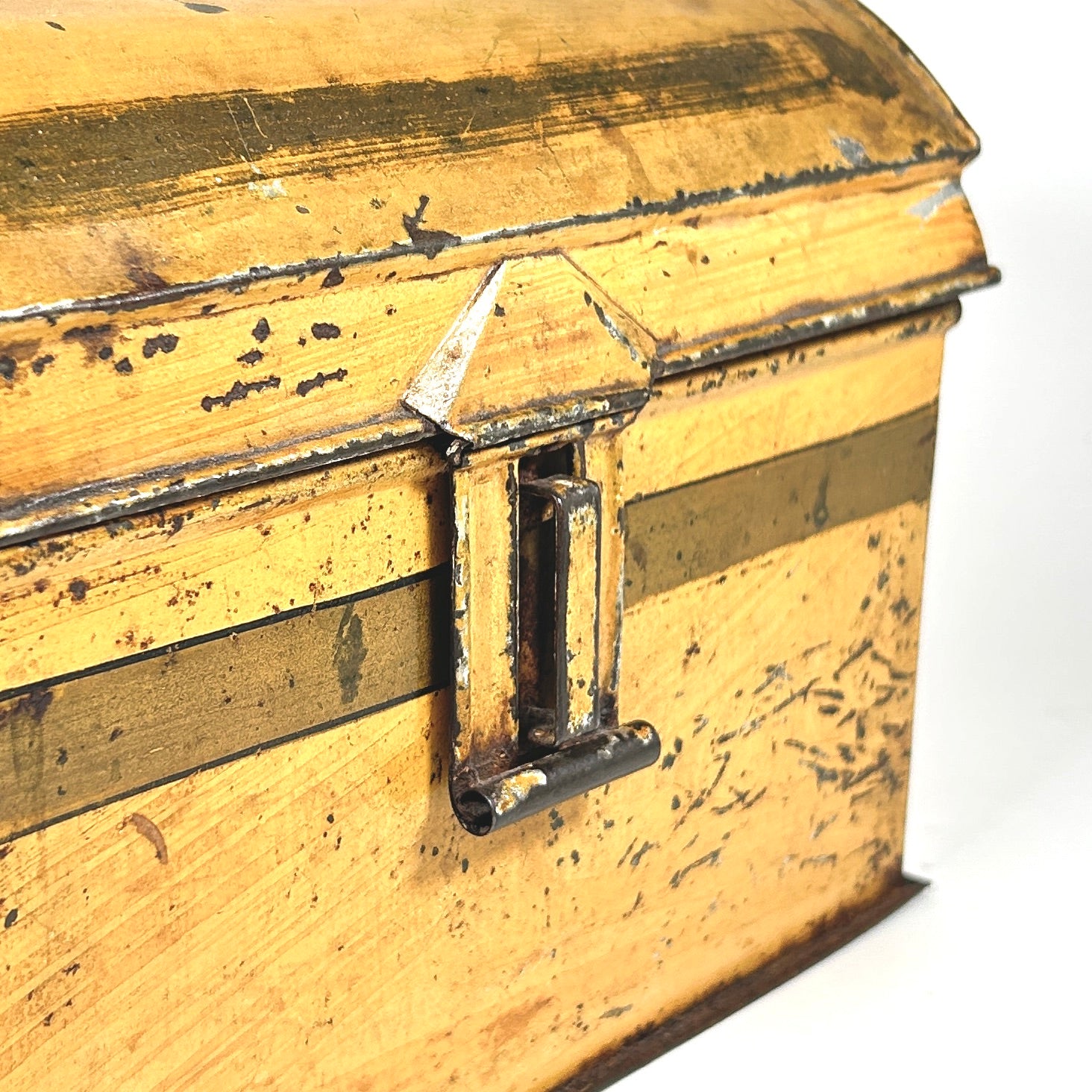 Victorian Yellow Toleware Metal Dome Top Box