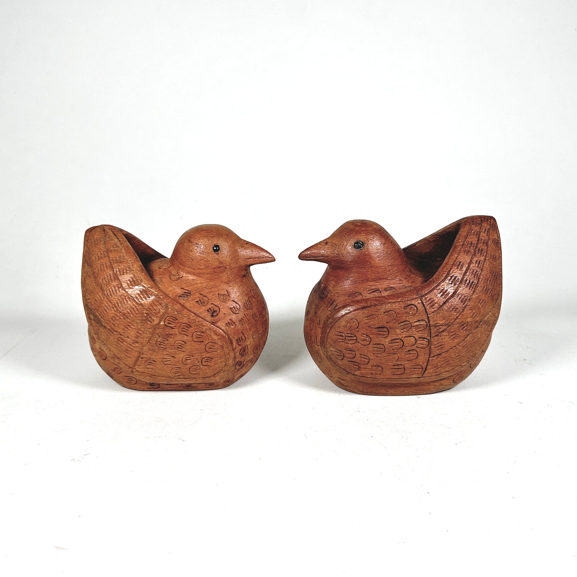 Vintage Carved Wood Birds in Folk Art Style