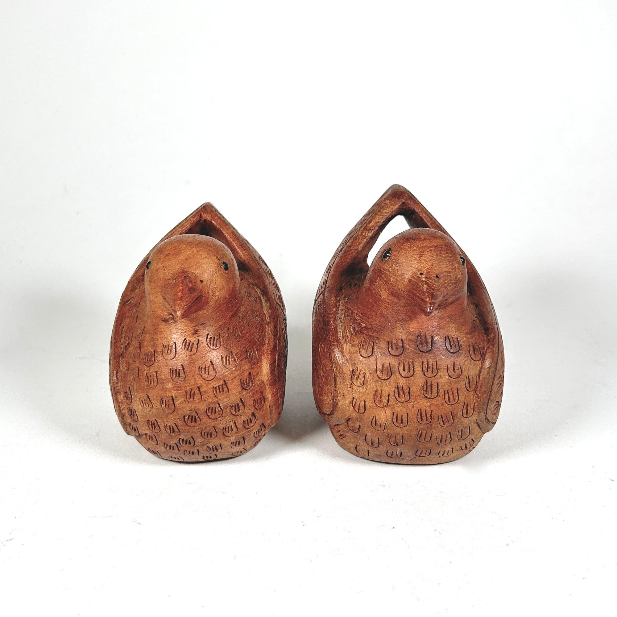 Vintage Carved Wood Birds in Folk Art Style