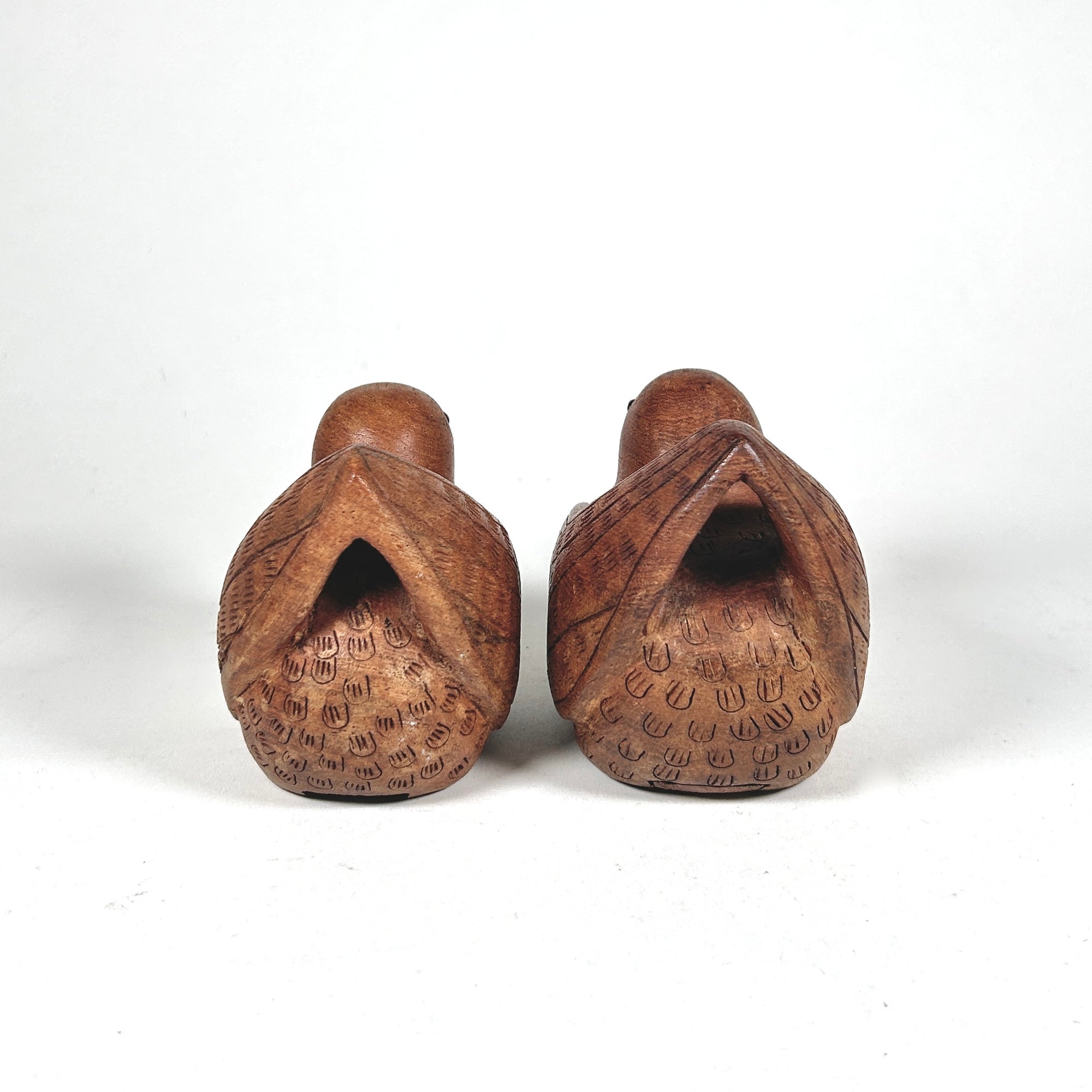 Vintage Carved Wood Birds in Folk Art Style