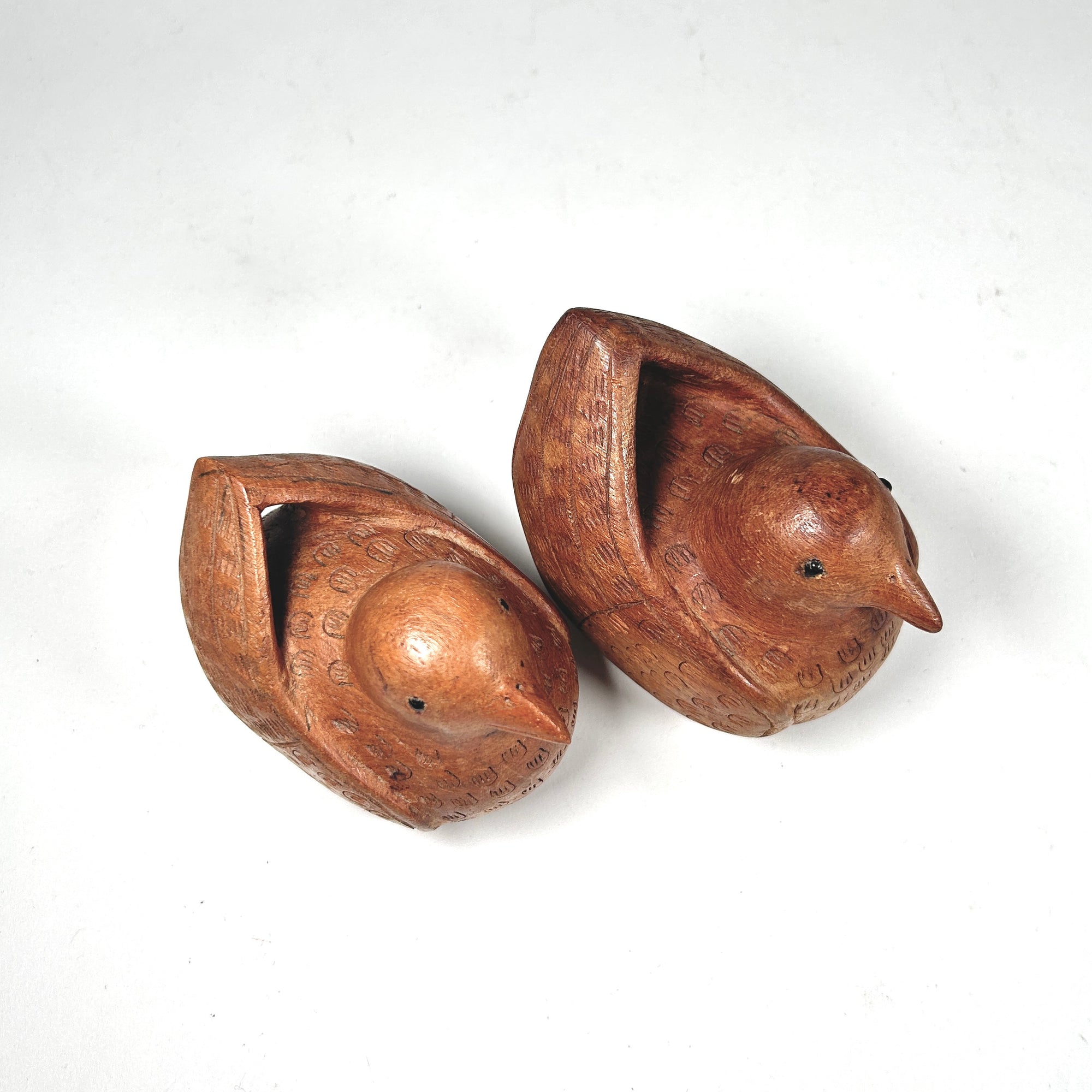 Vintage Carved Wood Birds in Folk Art Style