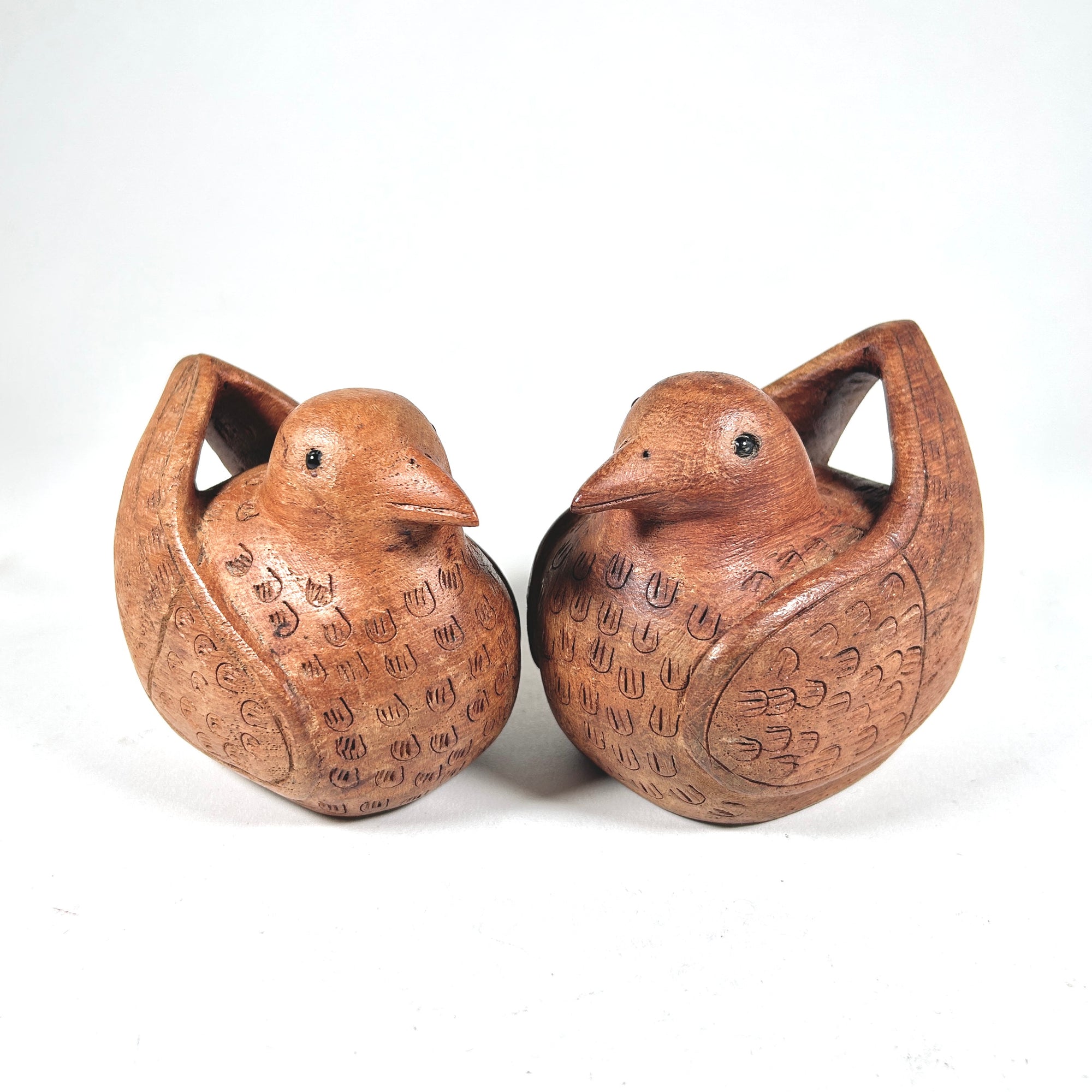 Vintage Carved Wood Birds in Folk Art Style