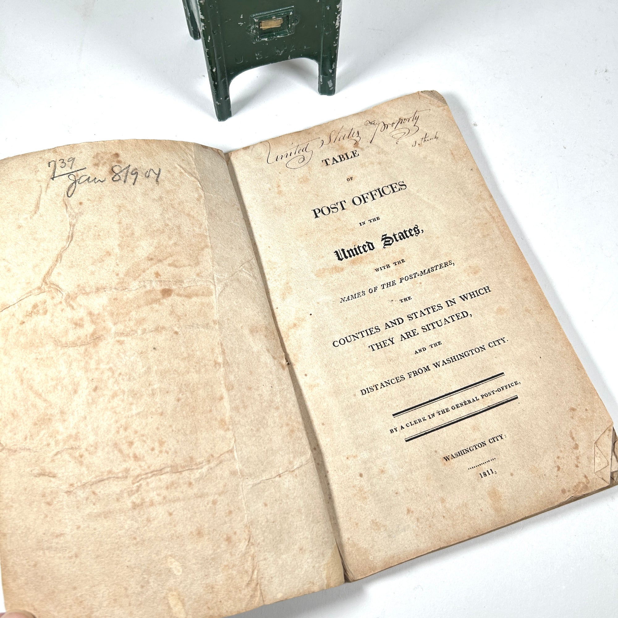 Postal Ephemera - 1811 United States Post Office Office Listing and Vintage Coin Bank