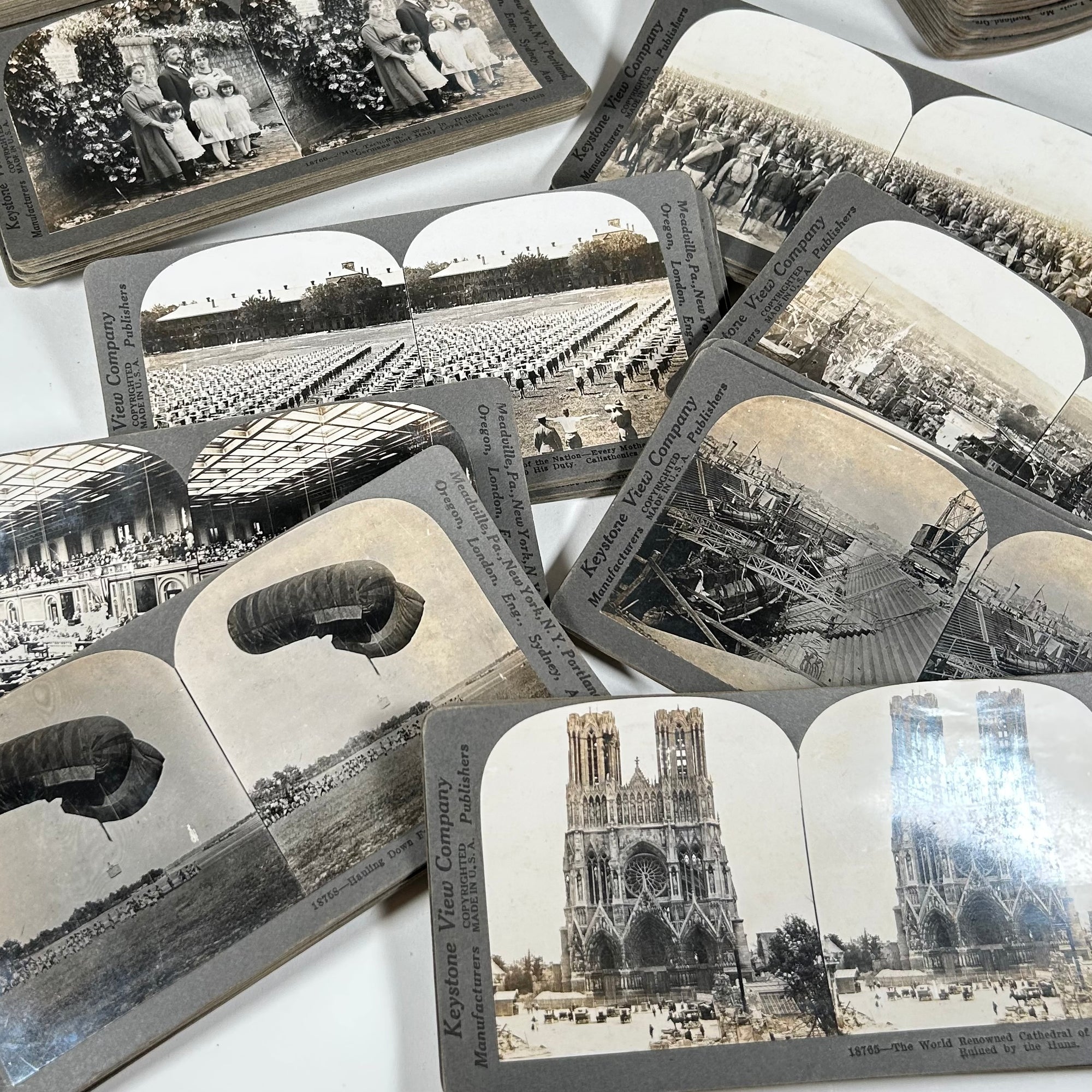 Keystone View Company Stereographs - 101 Mixed Card Lot of WW1 and Others