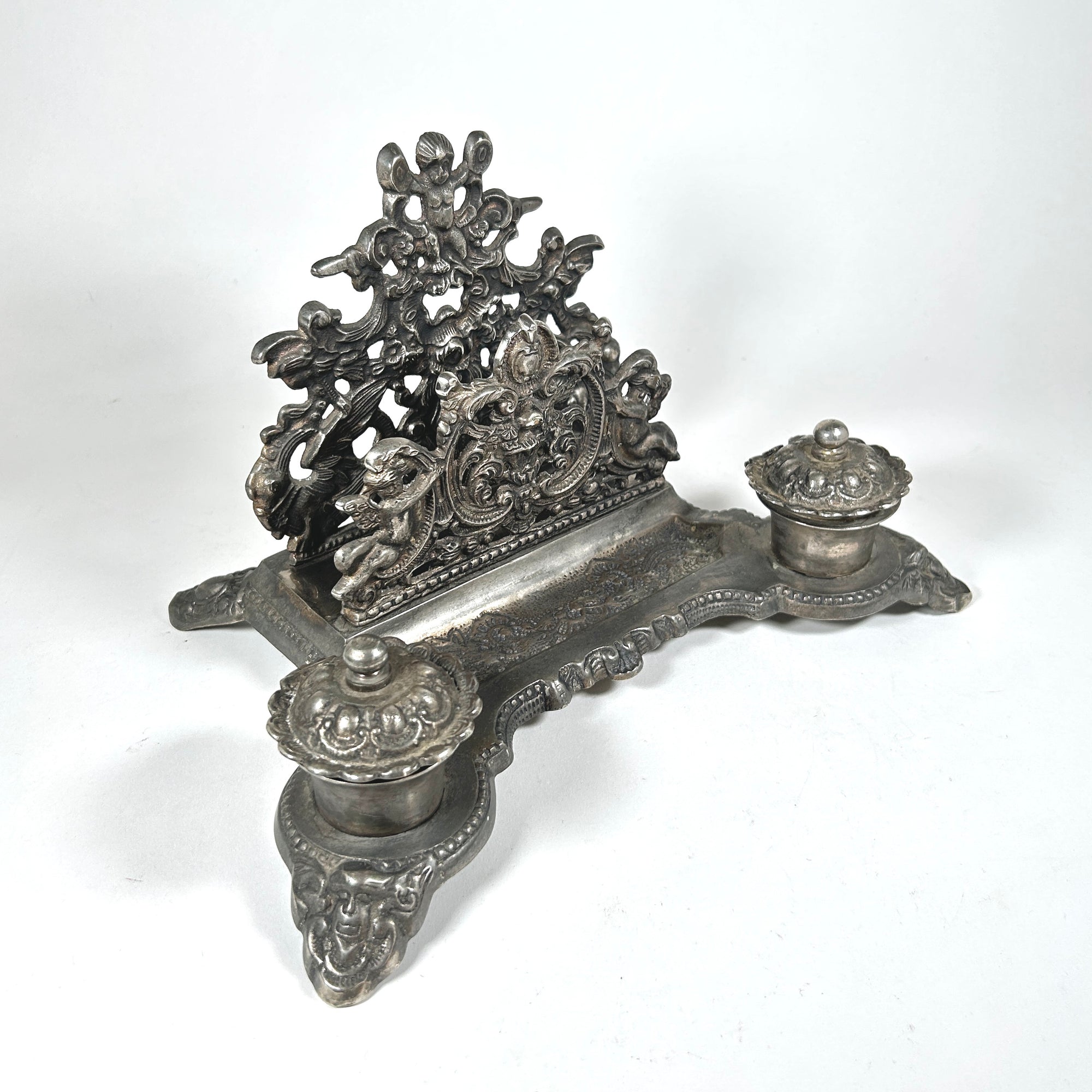 Rococo Style Double Inkwell and Letter Holder, Italy/France, c. 1900