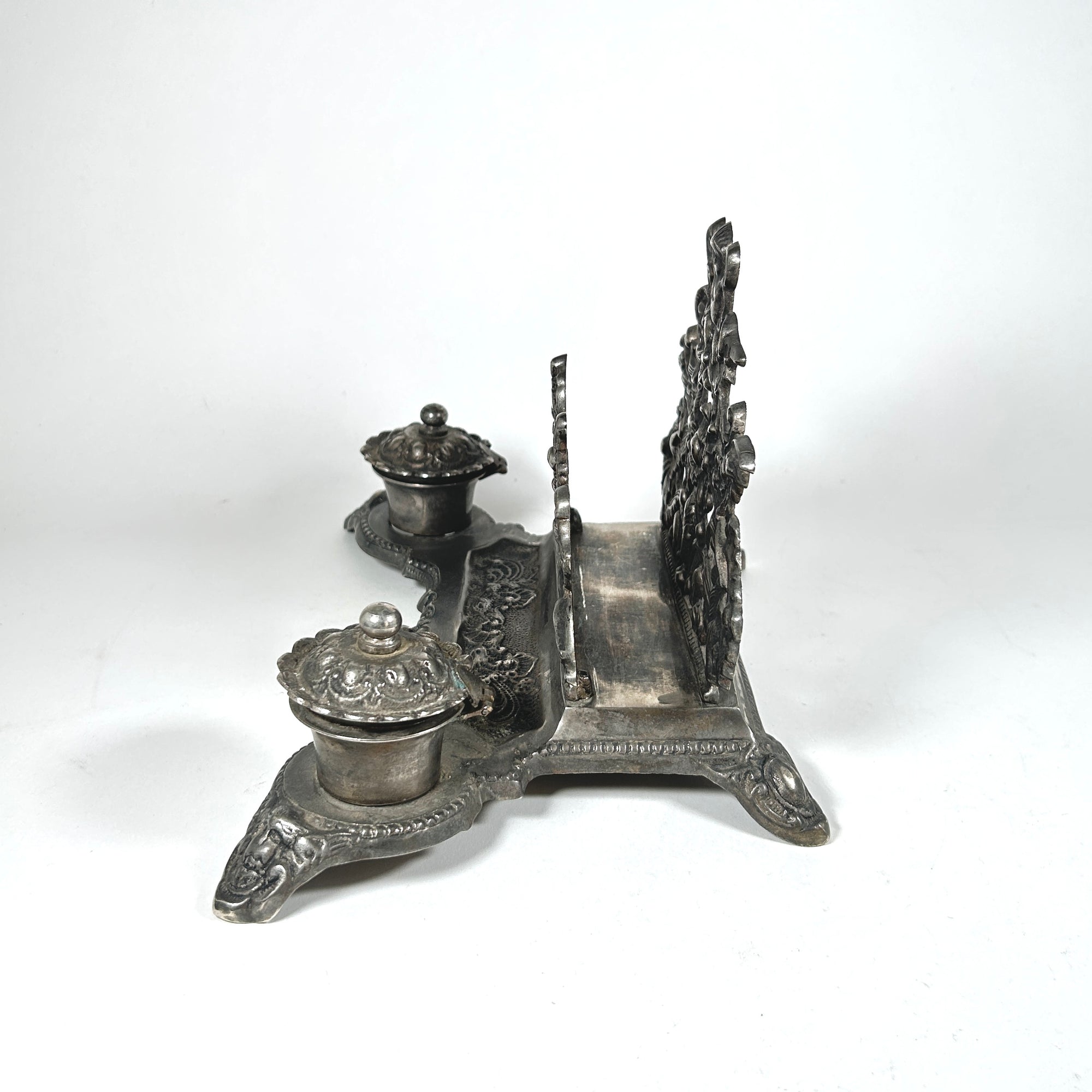 Rococo Style Double Inkwell and Letter Holder, Italy/France, c. 1900