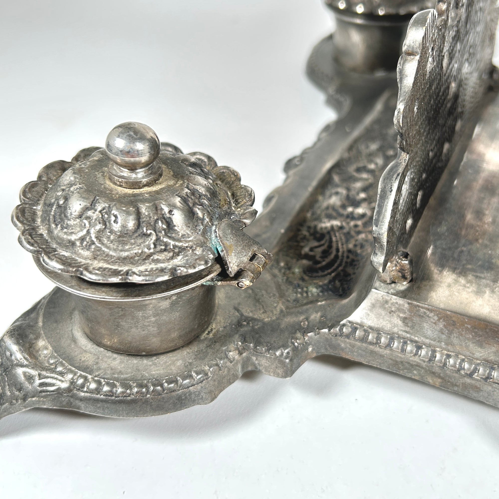 Rococo Style Double Inkwell and Letter Holder, Italy/France, c. 1900