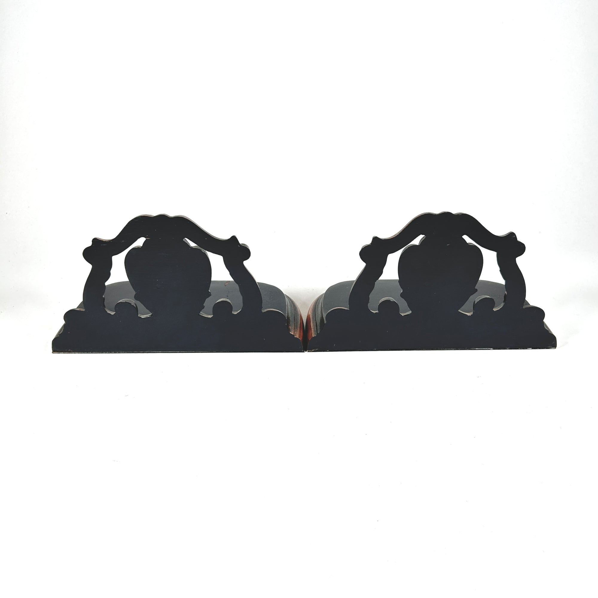 Rococo Style Black and Copper Shell Motif Bookends