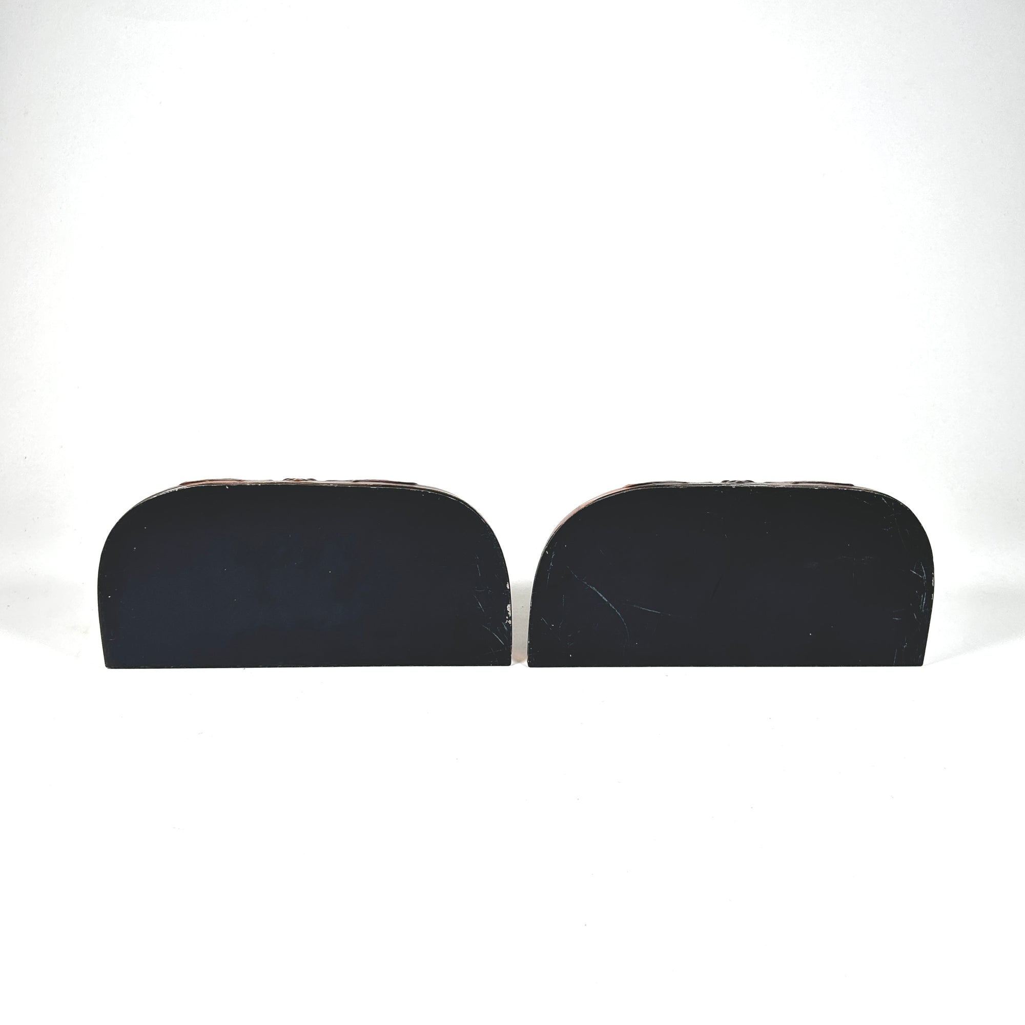 Rococo Style Black and Copper Shell Motif Bookends