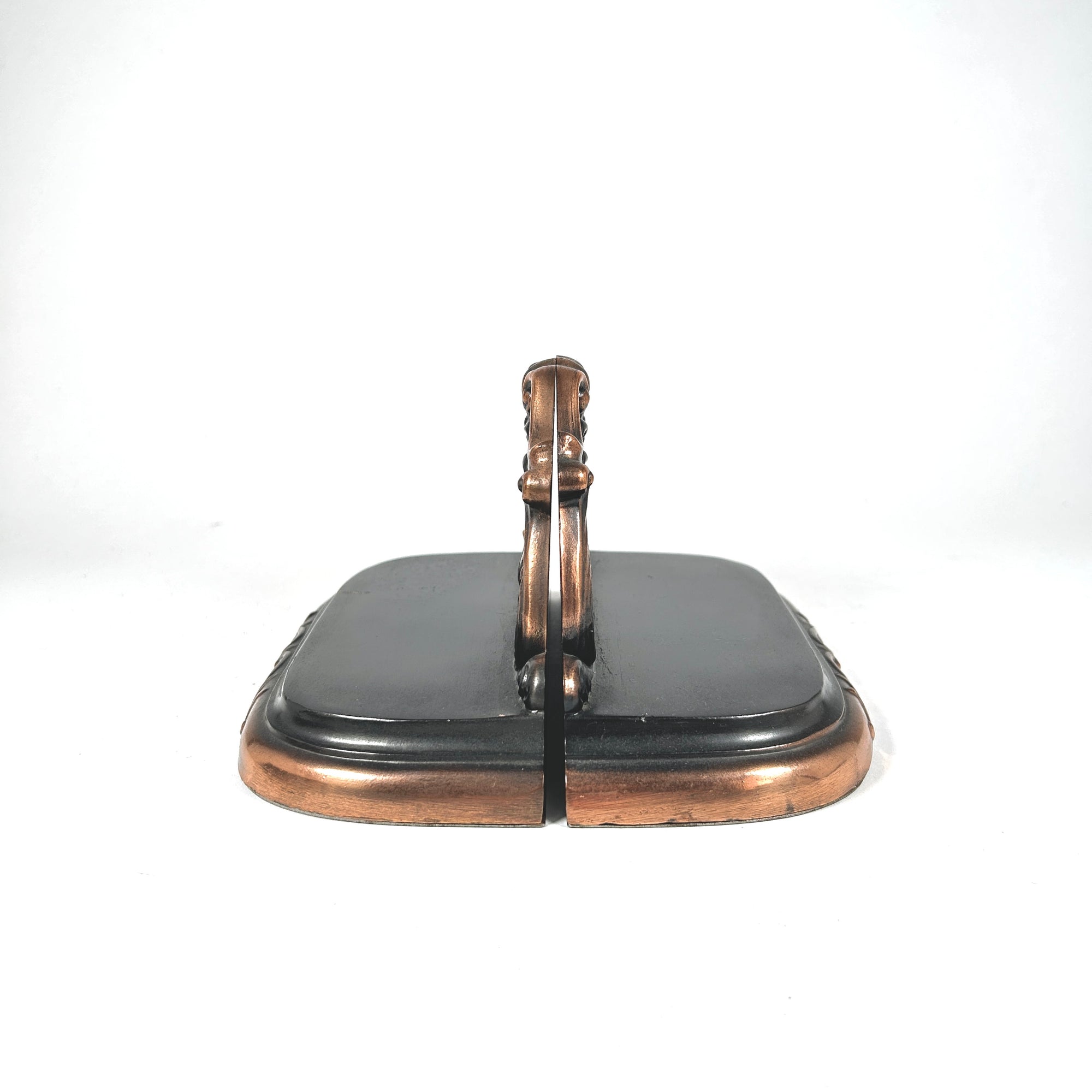 Rococo Style Black and Copper Shell Motif Bookends