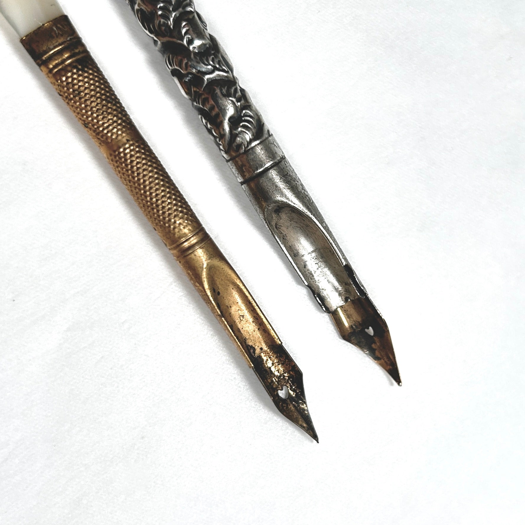 Sterling Silver Repousse and Mother of Pearl Dip Pen