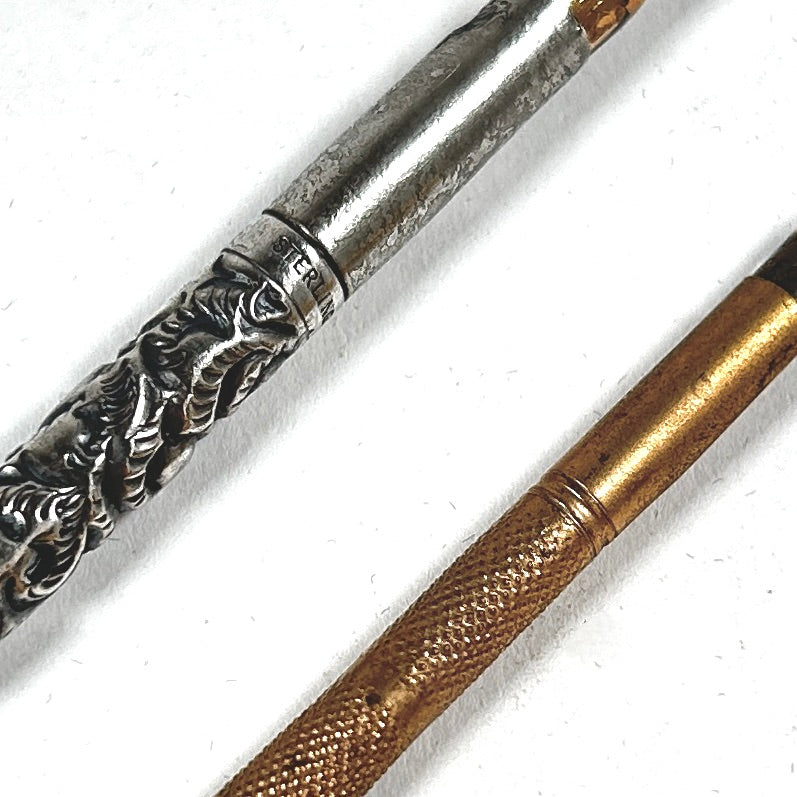 Sterling Silver Repousse and Mother of Pearl Dip Pen