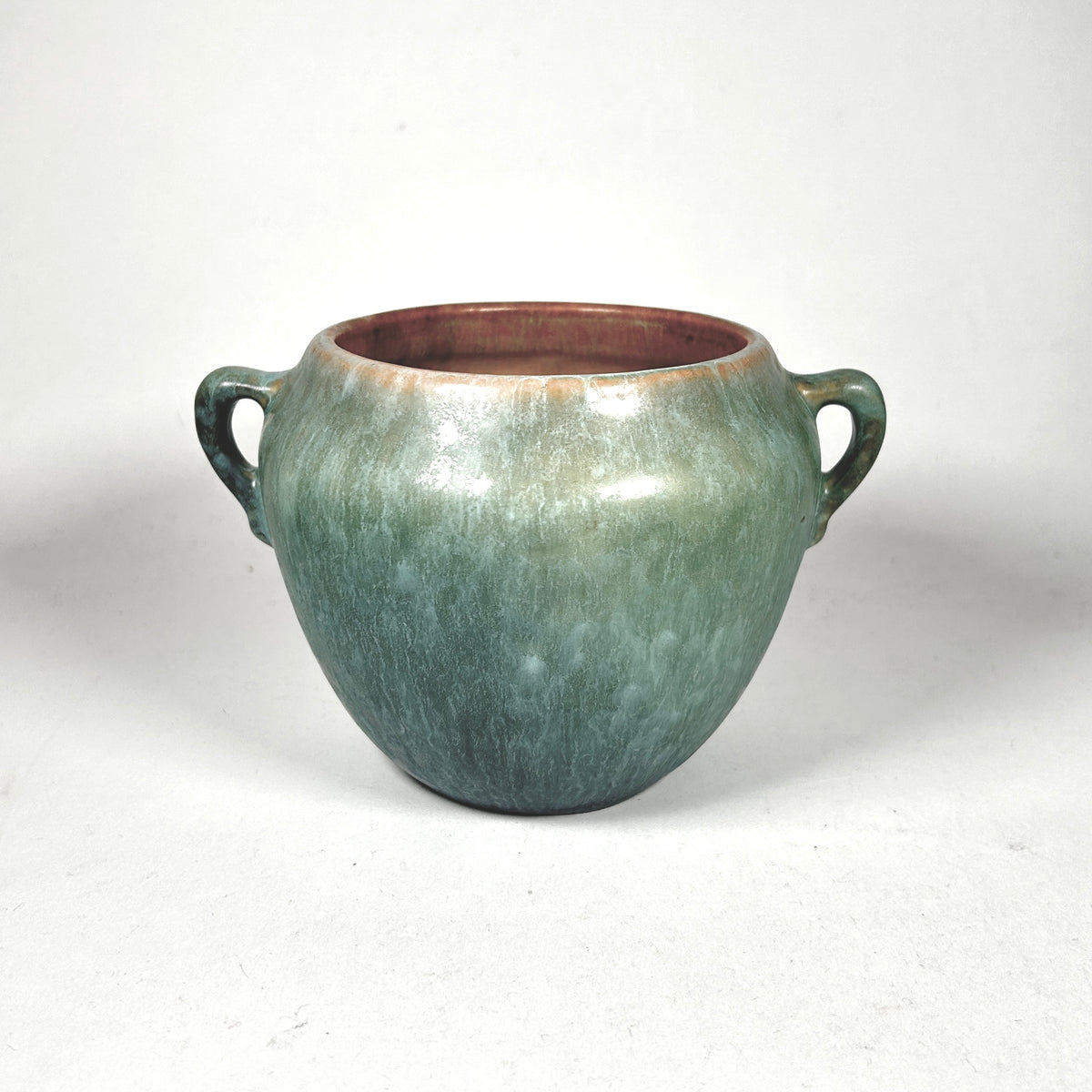 Roseville Pottery Earlam 1930 Two Handle Pot Vase Green Blue