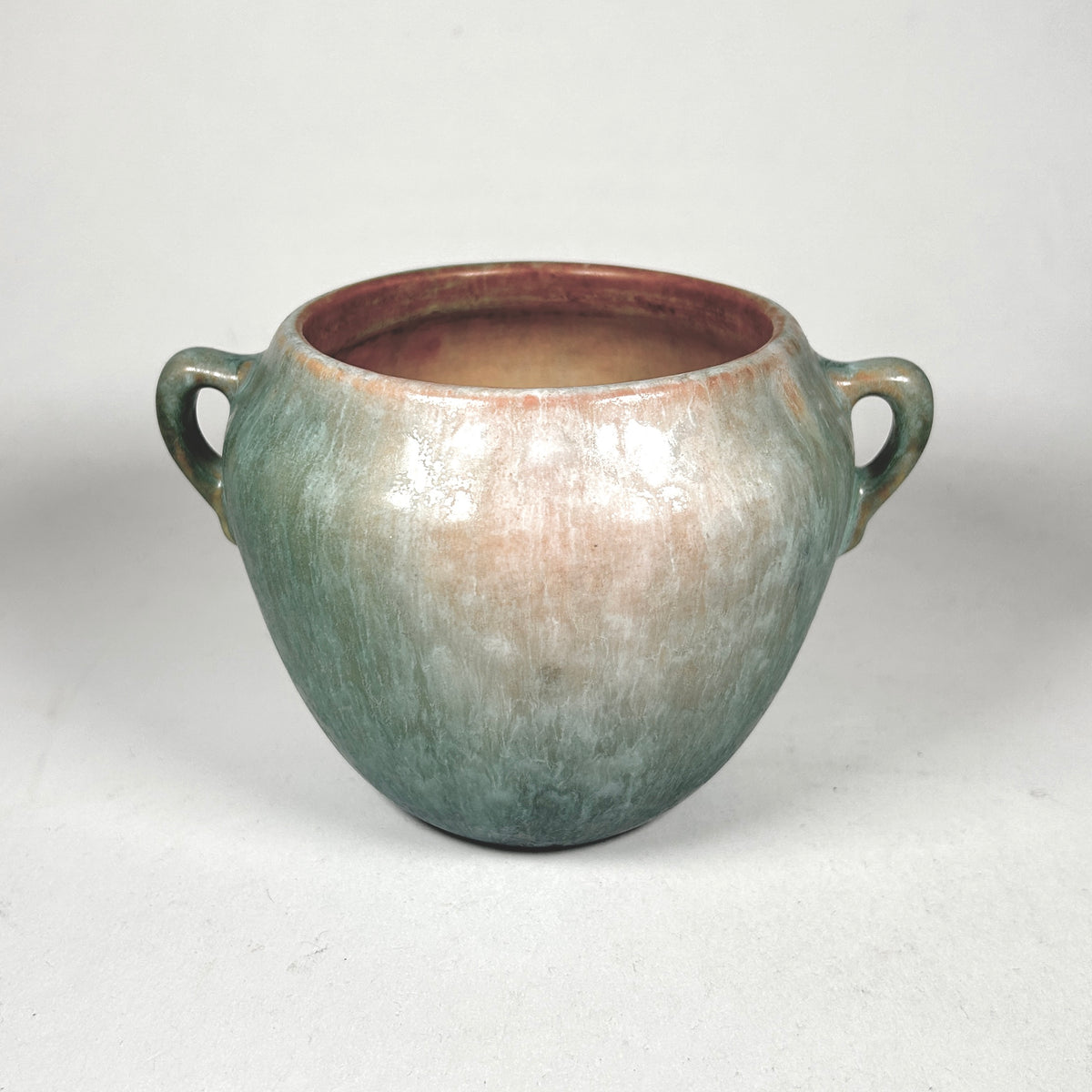 Roseville Pottery Earlam 1930 Two Handle Pot Vase Green Blue