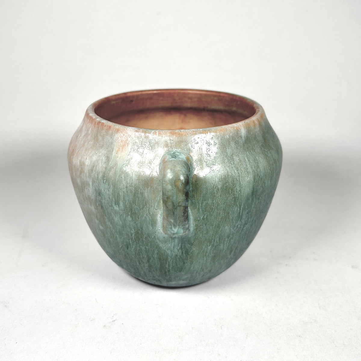 Roseville Pottery Earlam 1930 Two Handle Pot Vase Green Blue