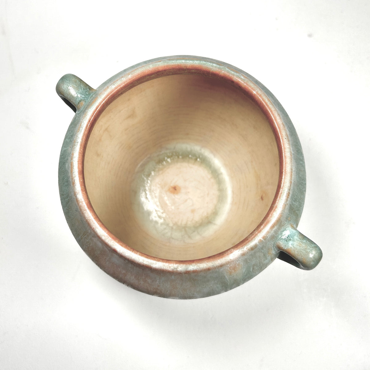 Roseville Pottery Earlam 1930 Two Handle Pot Vase Green Blue