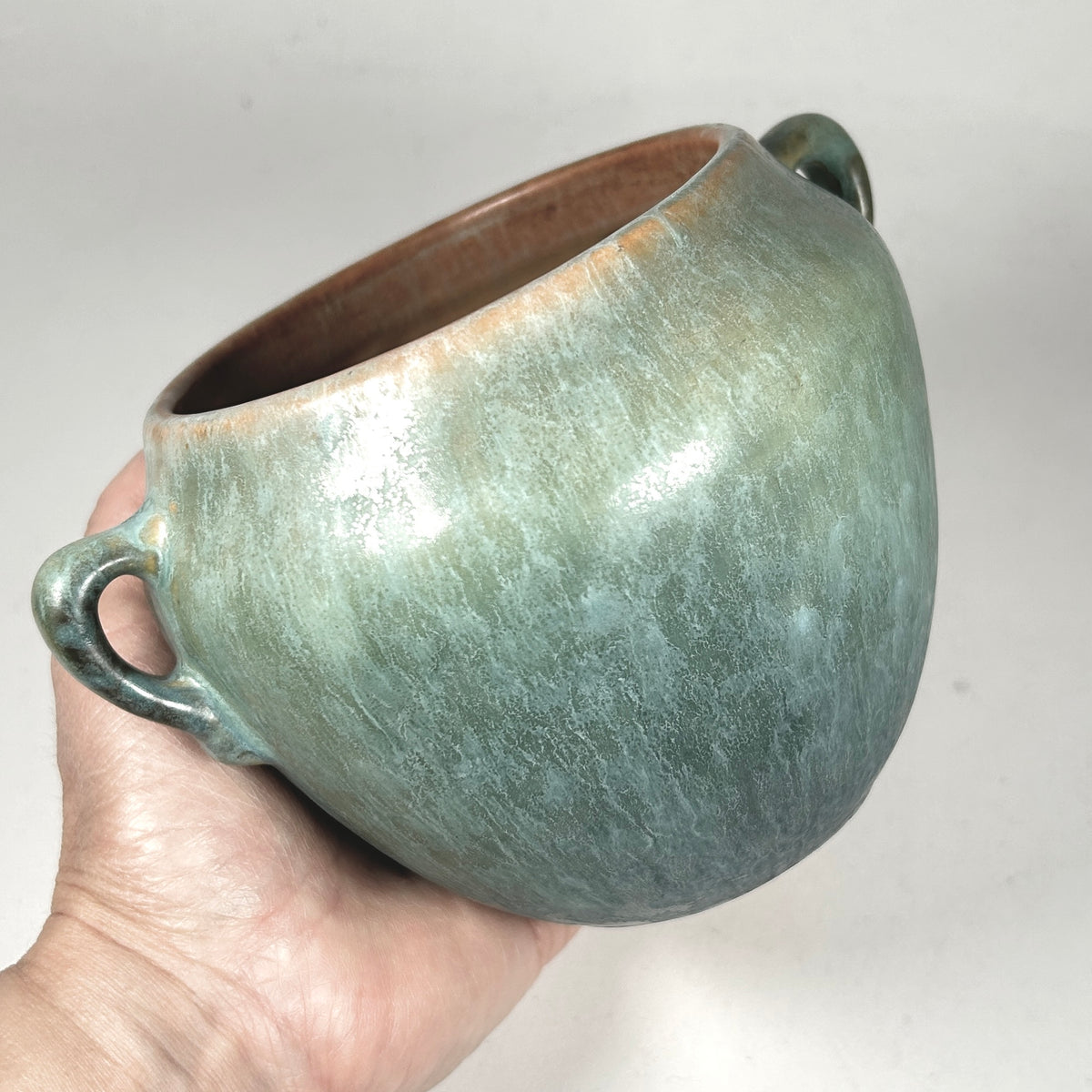 Roseville Pottery Earlam 1930 Two Handle Pot Vase Green Blue